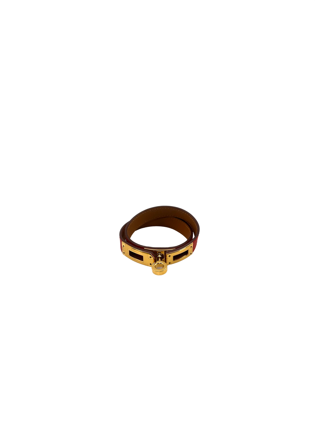 Hermes Kelly Double Tour Red Leather Bracelet HR158