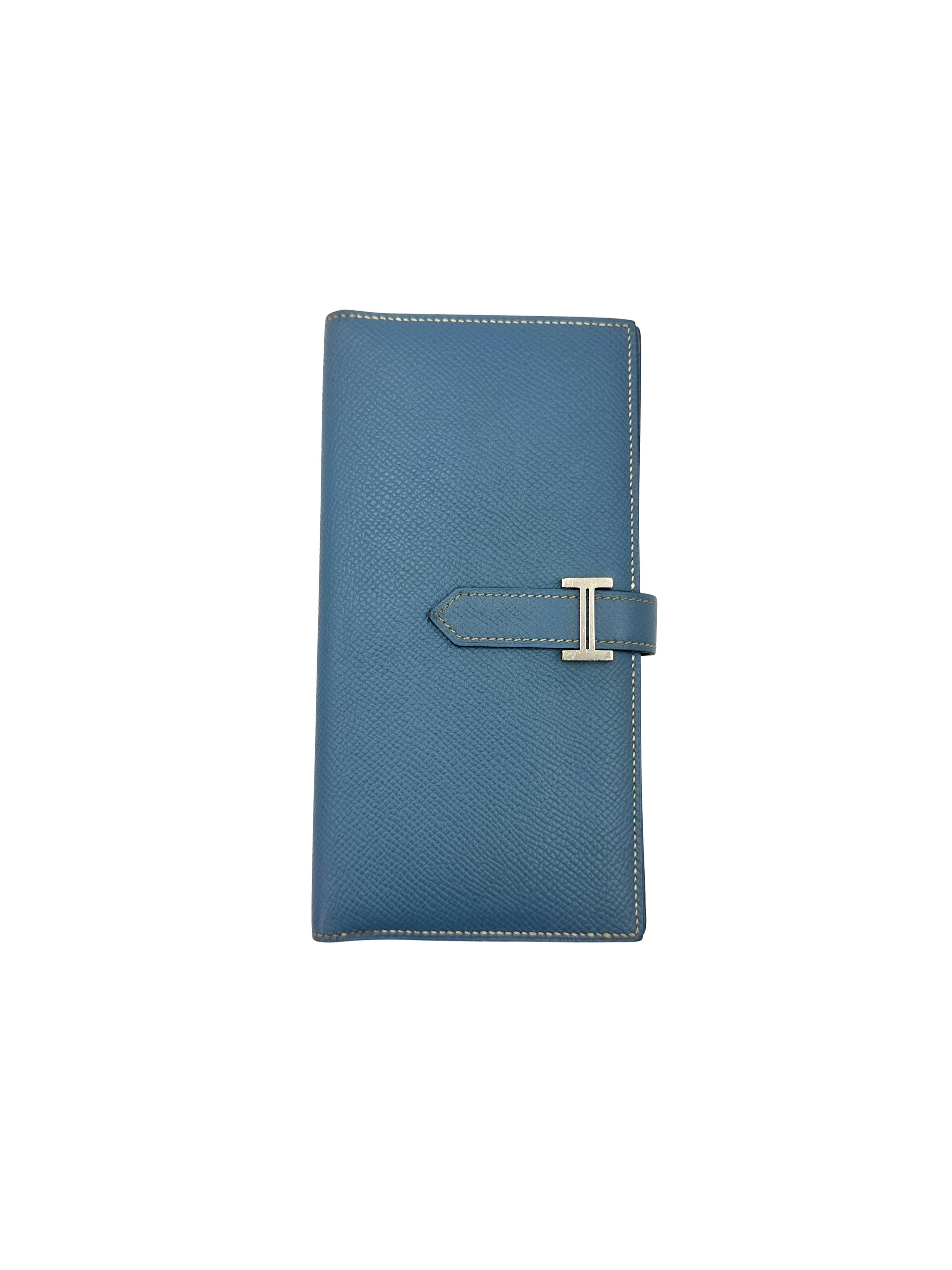 Hermes Bearn Compact Light Blue Leather Epsom Wallet HR156
