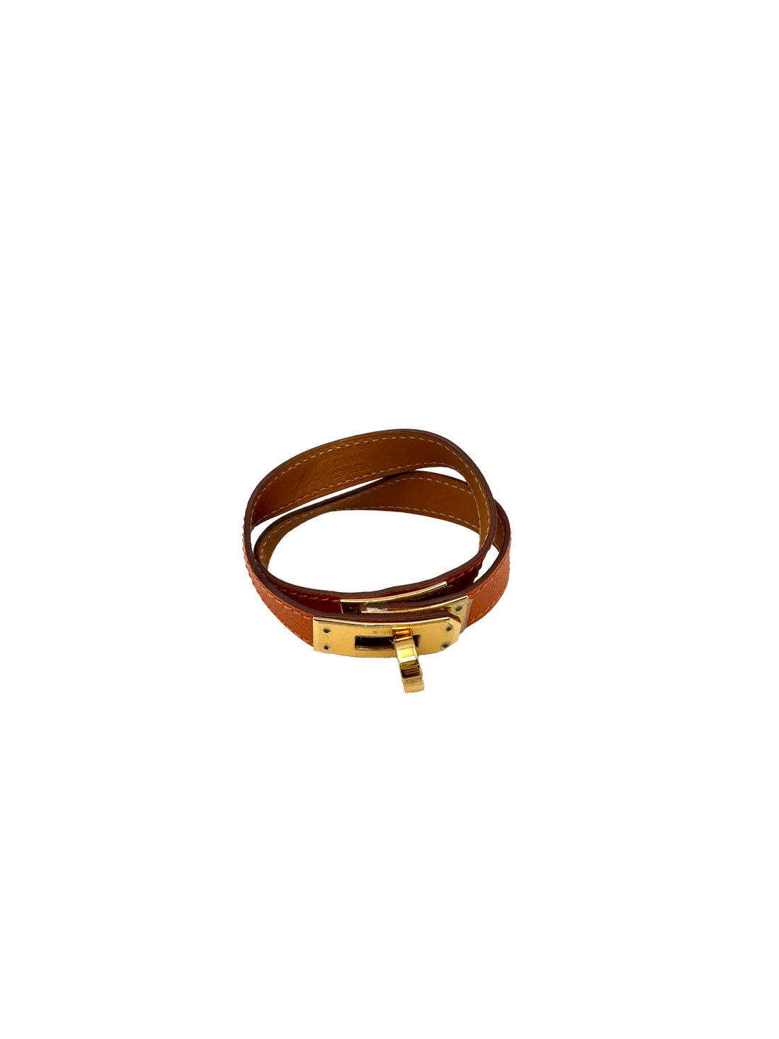 Hermes Kelly Double Tour Leather Orange Bracelet HR161