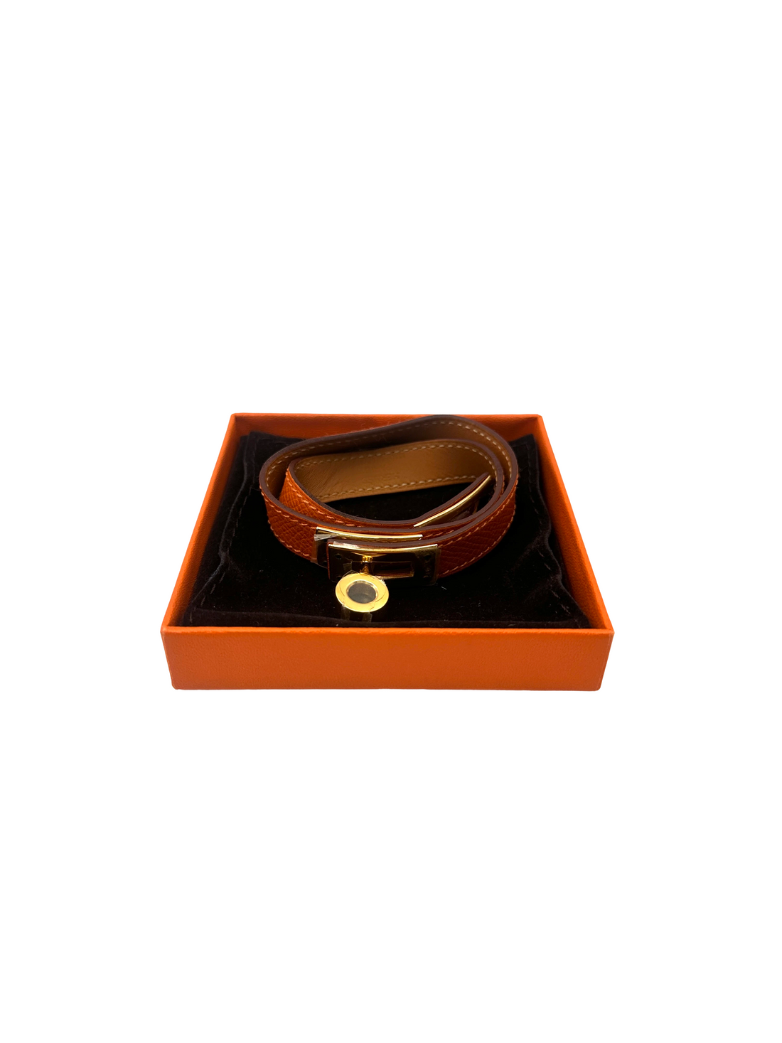 Hermes Kelly Double Tour Leather Orange Bracelet HR161