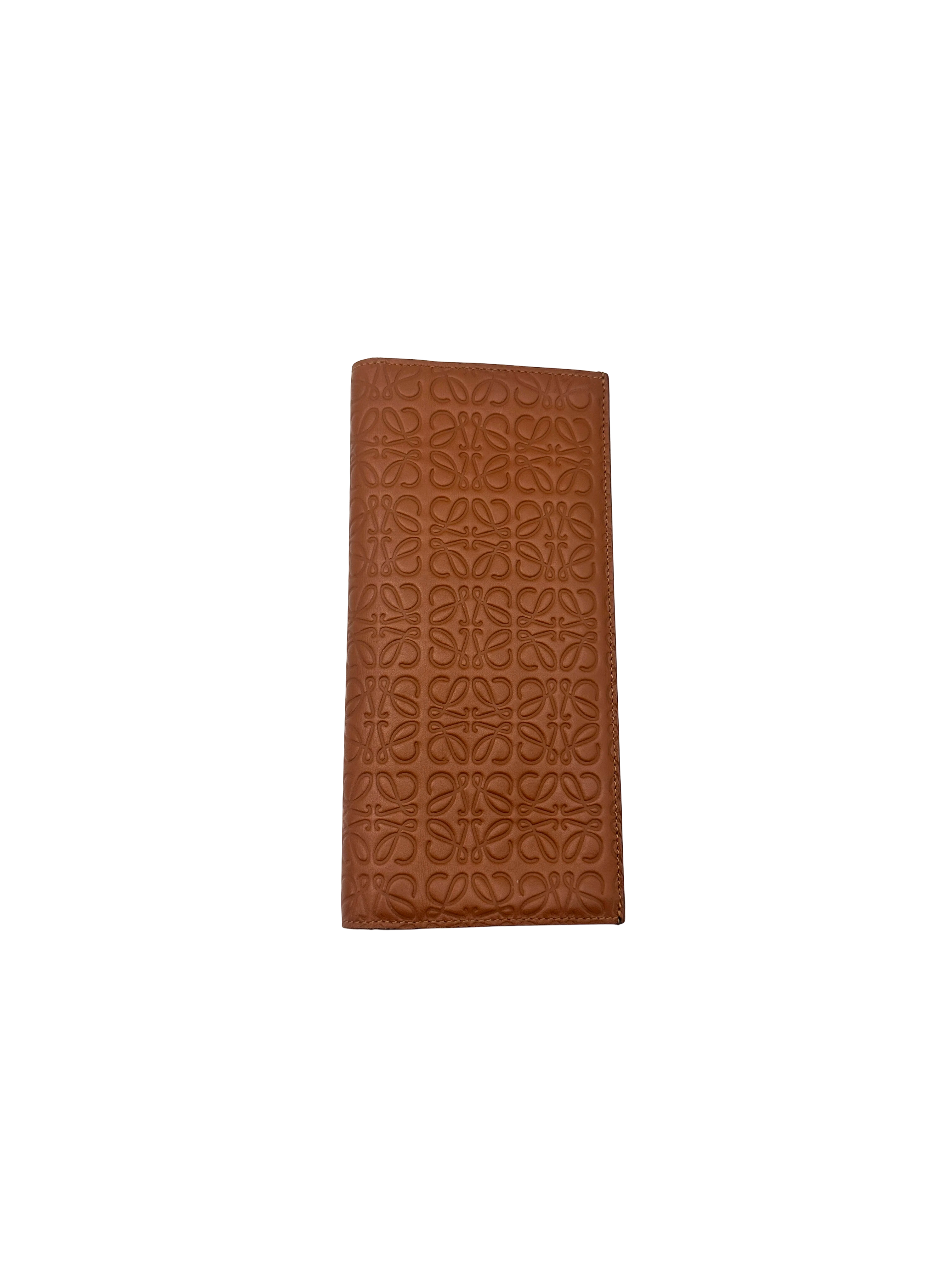 Loewe Repeat Anagram Embossed Brown Leather Long Wallet LW99
