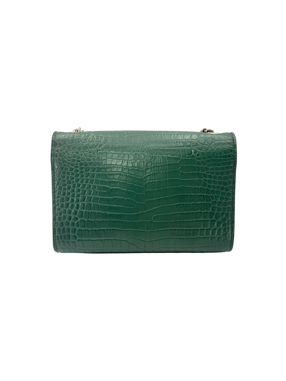 Saint Laurent Kate Green Croc-Embossed Small Size Shoulder Bag SL287