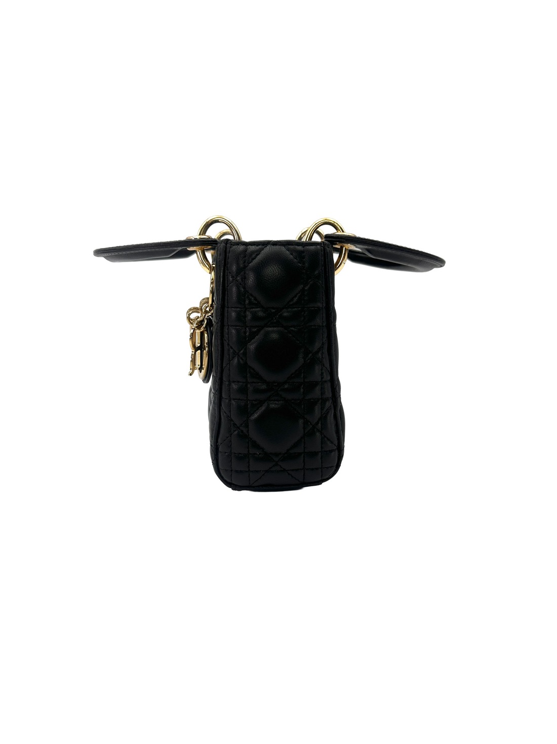 Christian Dior Lady Dior Black Cannage Lambskin Handle Bag DR910
