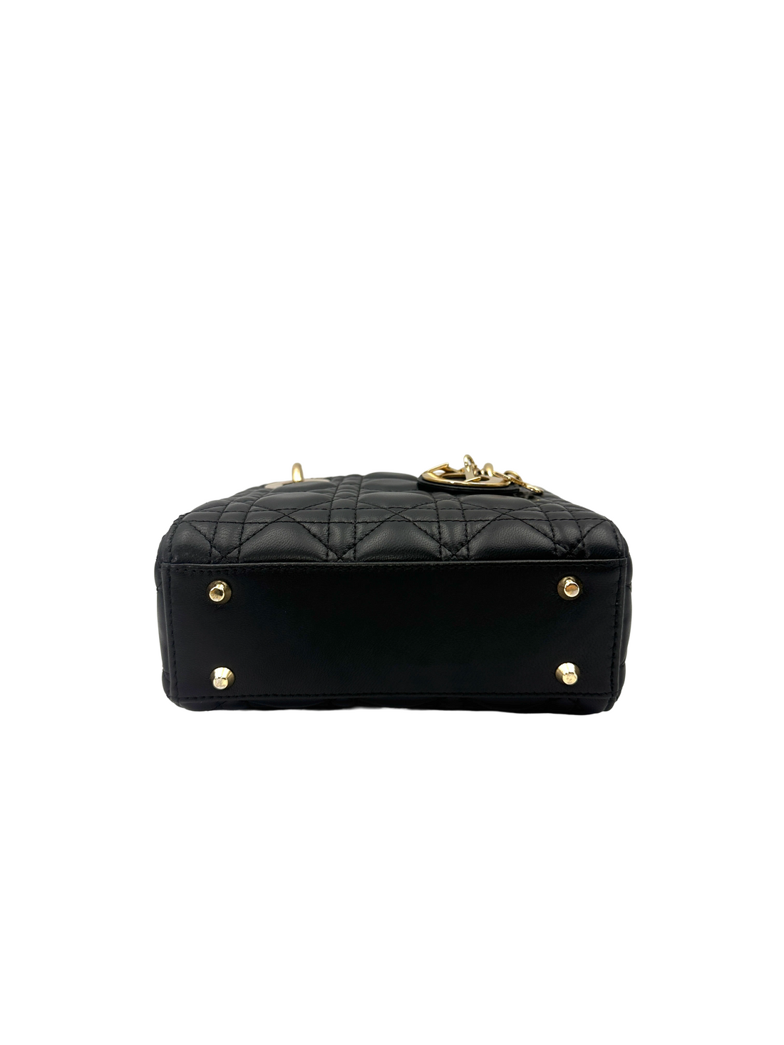 Christian Dior Lady Dior Black Cannage Lambskin Handle Bag DR910
