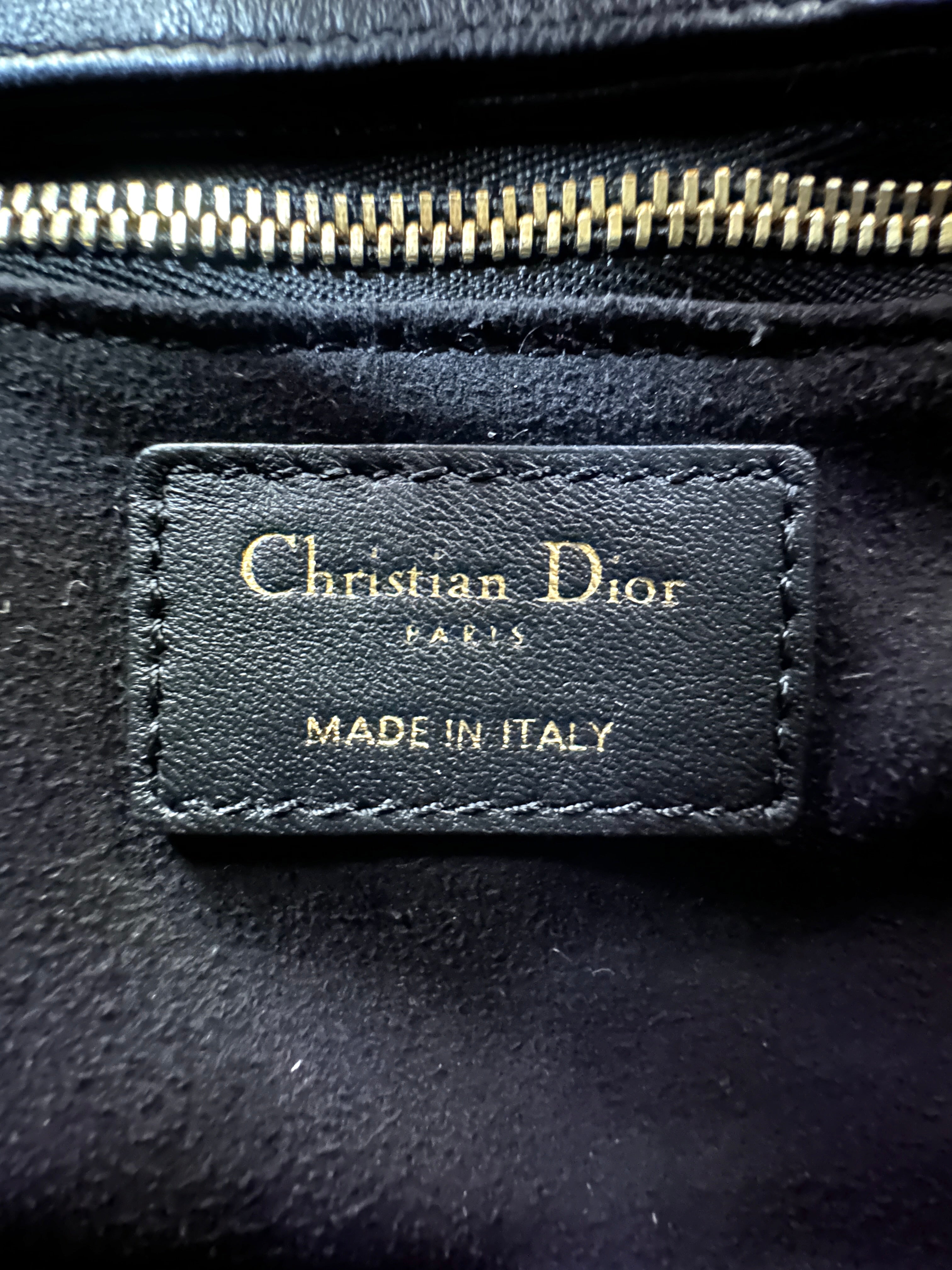 Christian Dior Lady Dior Black Cannage Lambskin Handle Bag DR910