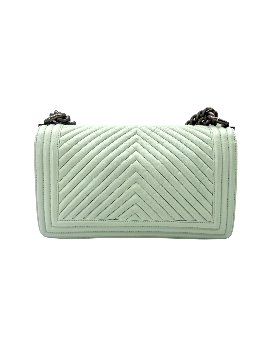 Chanel LeBoy Mint Green Quilted Leather Flap Bag With Silver Buckle(20***42) CC2516