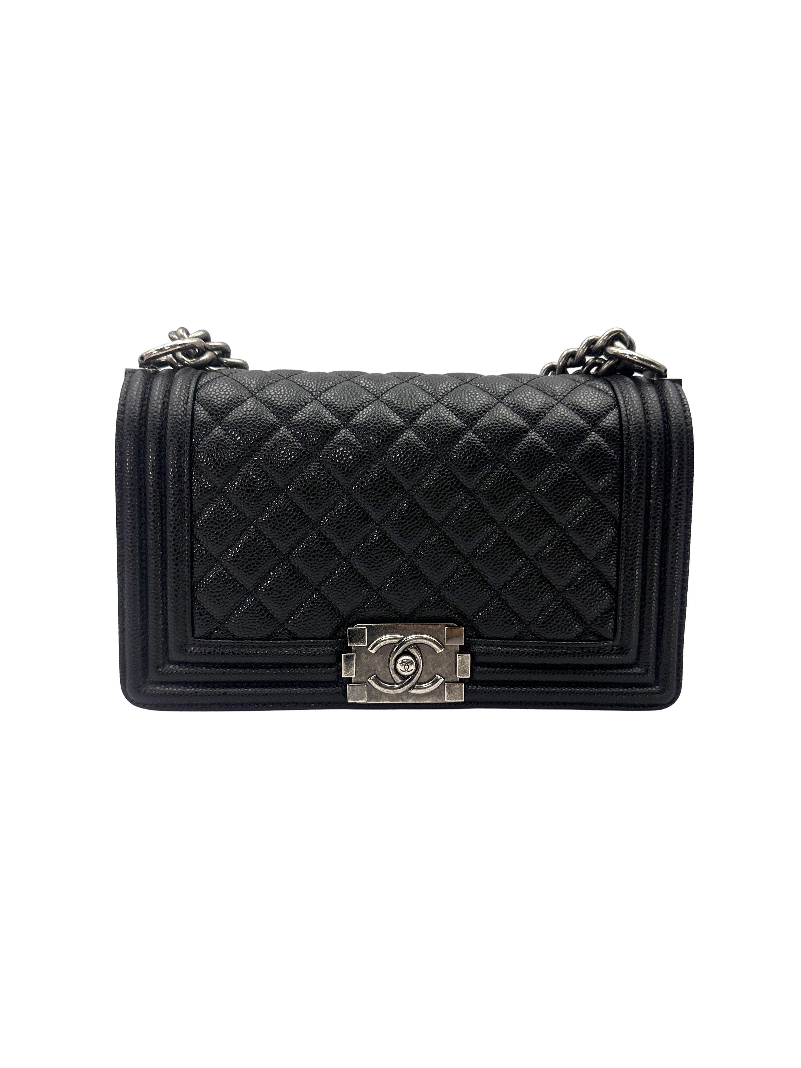 Chanel LeBoy Black Quilted Leather Flap Bag With Silver Buckle(15***41) CC2523