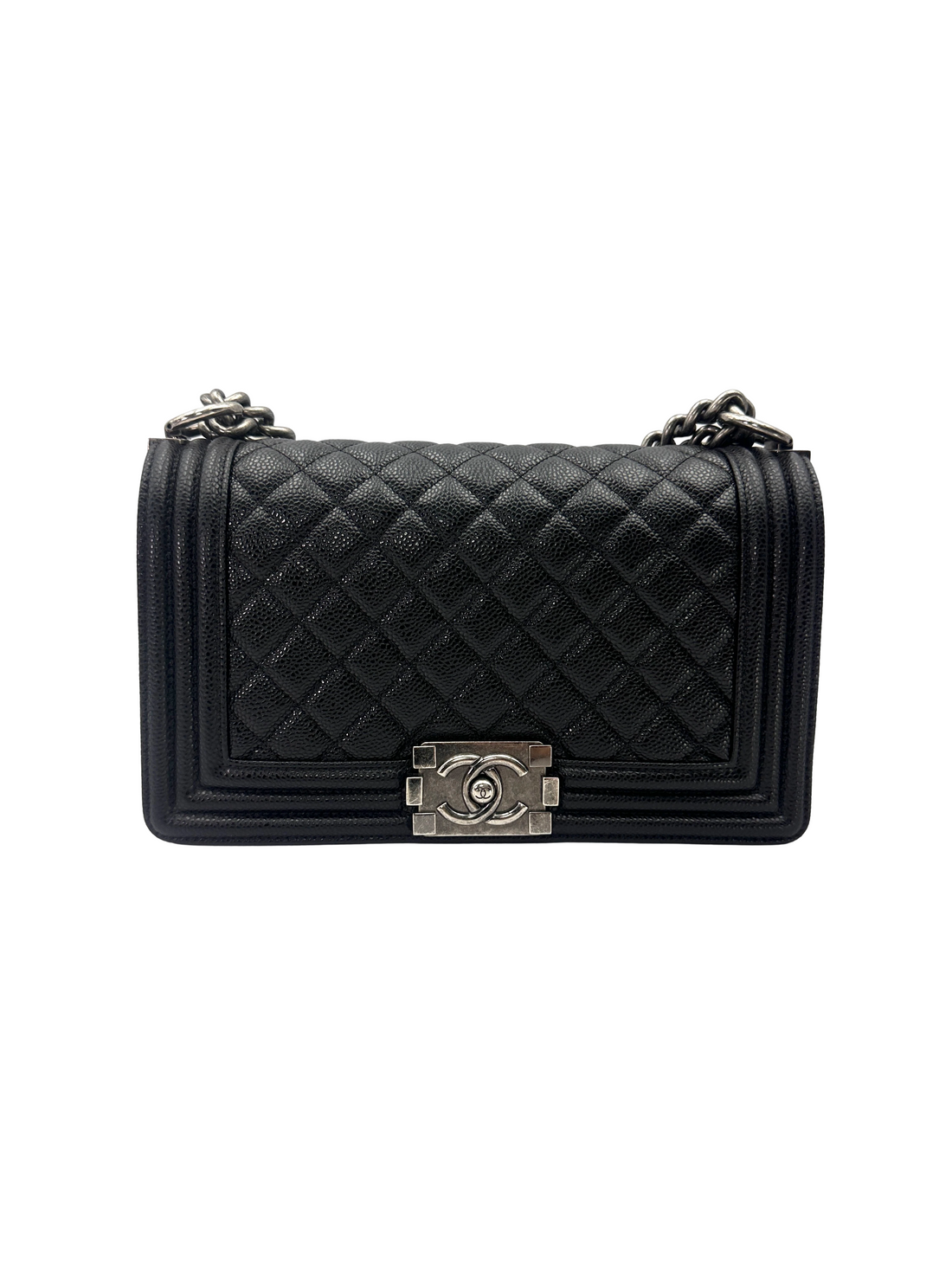 Chanel LeBoy Black Quilted Leather Flap Bag With Silver Buckle(15***41) CC2523