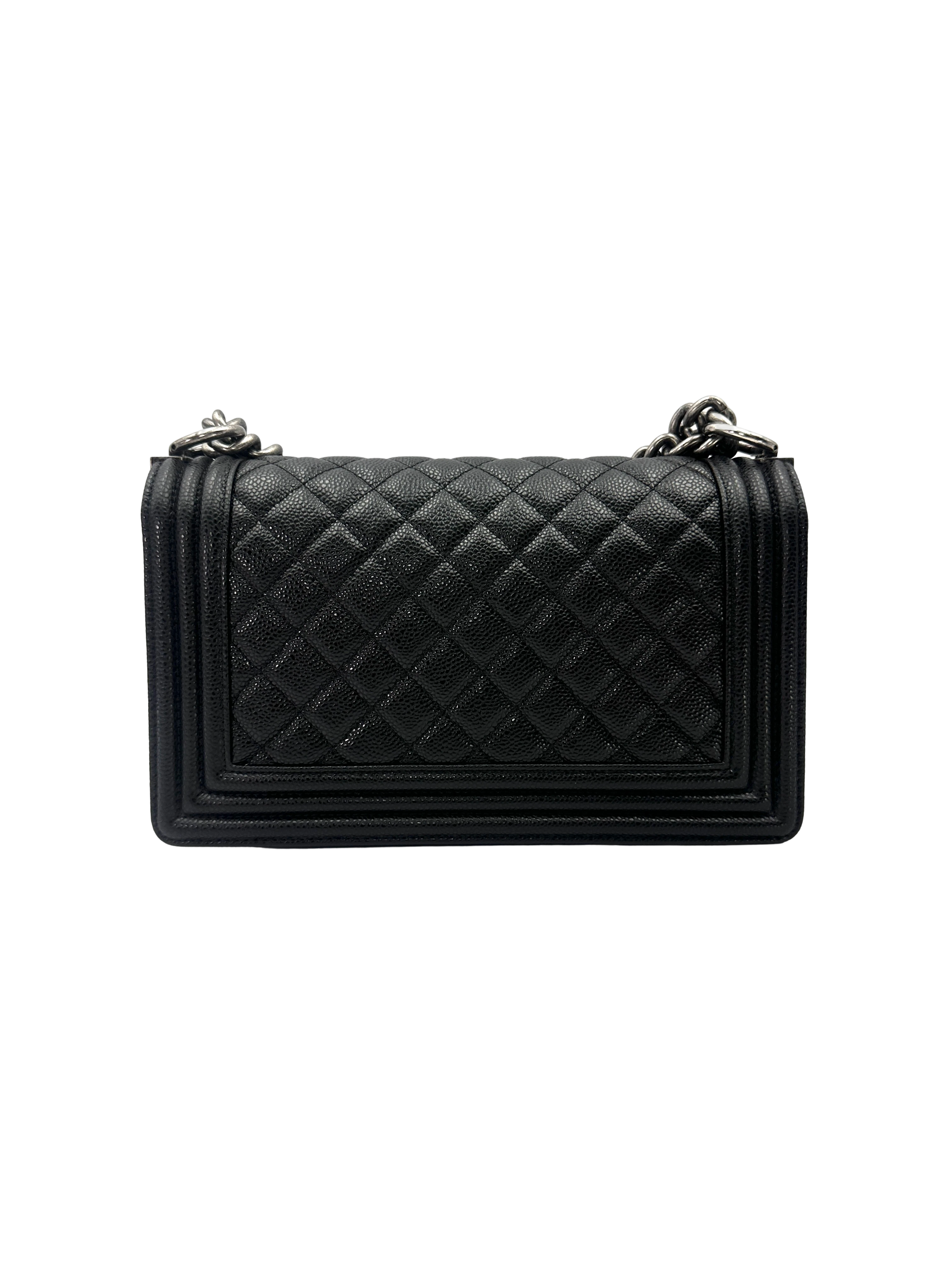 Chanel LeBoy Black Quilted Leather Flap Bag With Silver Buckle(15***41) CC2523
