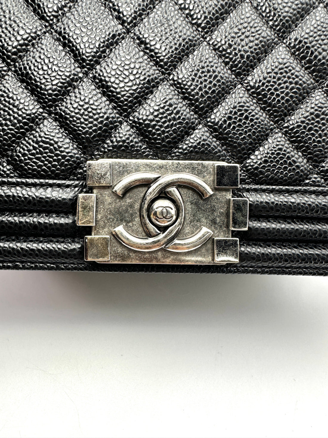 Chanel LeBoy Black Quilted Leather Flap Bag With Silver Buckle(15***41) CC2523
