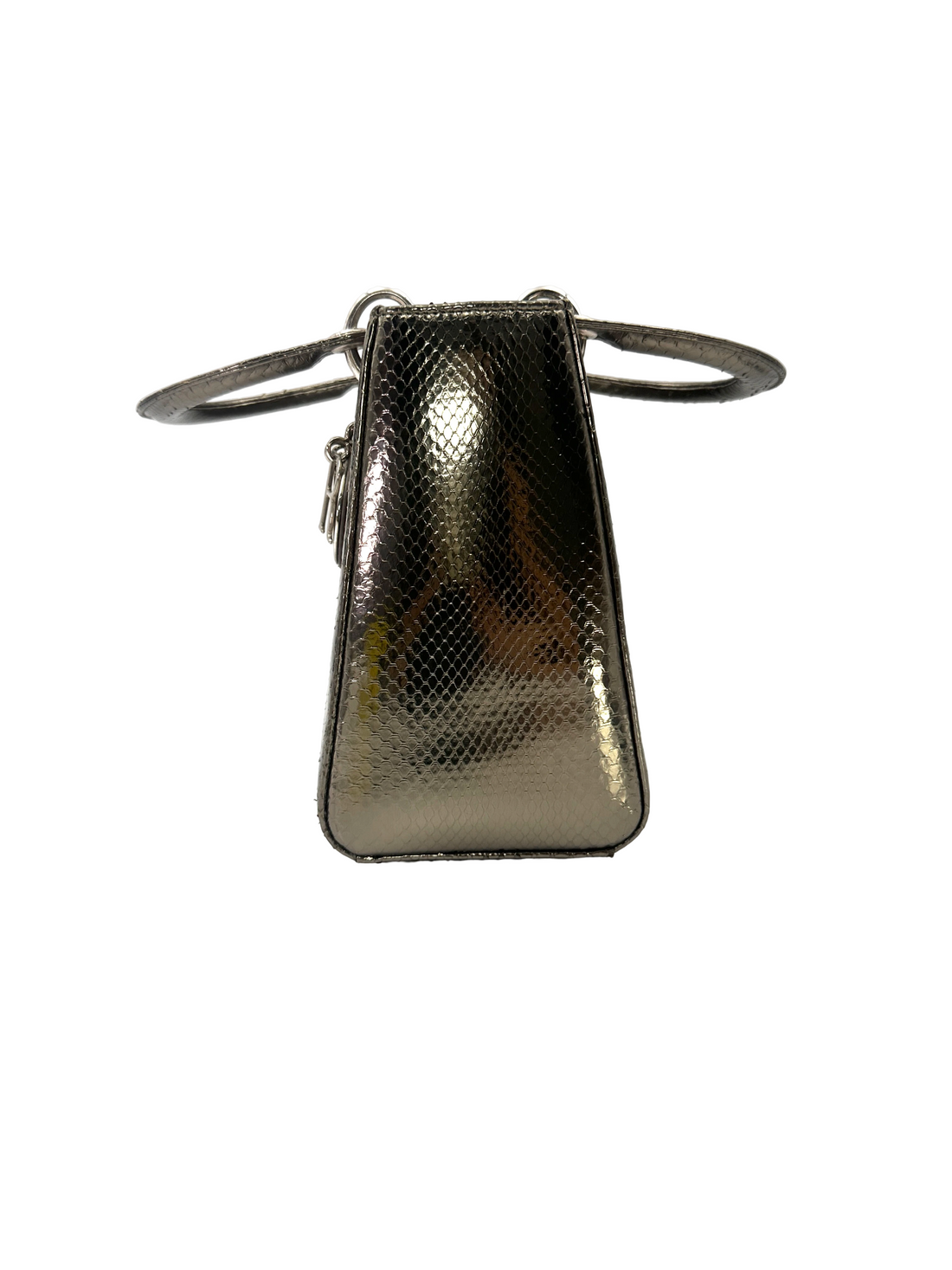 Christian Dior Lady Dior Silver Python Leather Handle Bag DR912