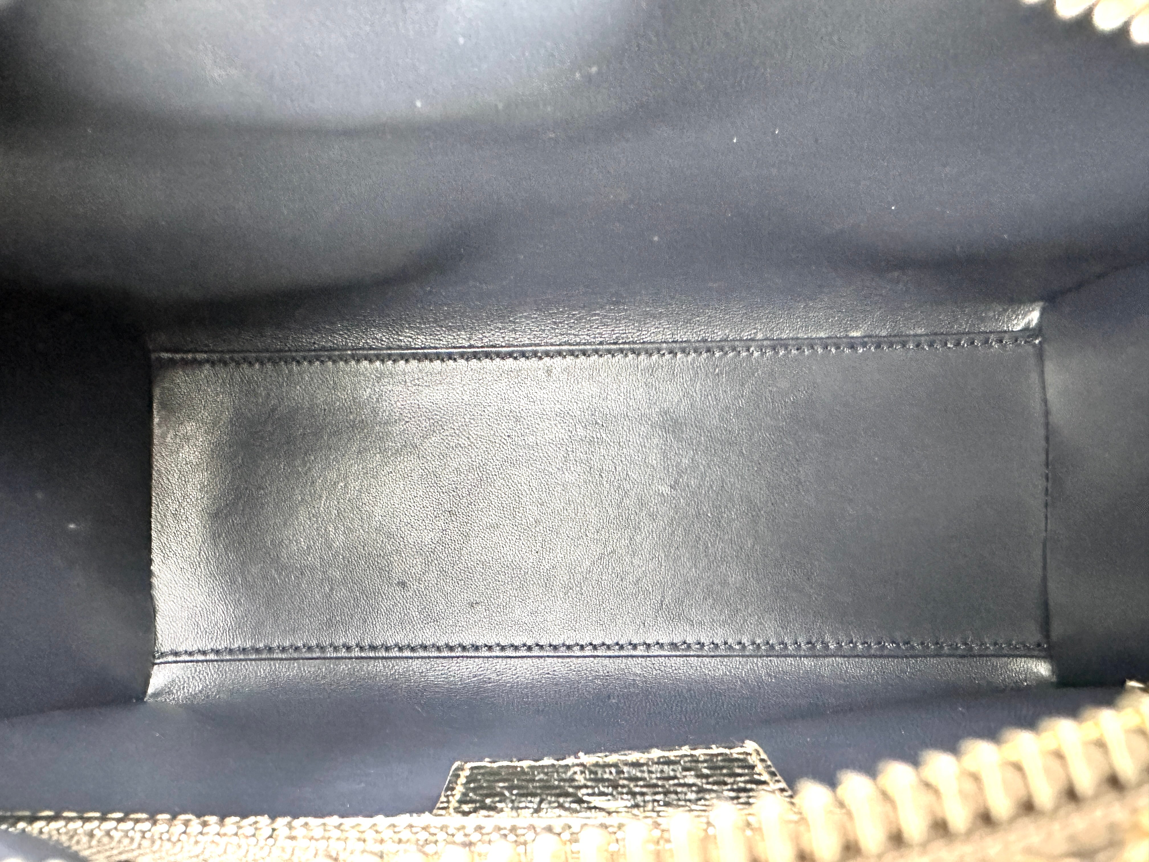 Christian Dior Lady Dior Silver Python Leather Handle Bag DR912