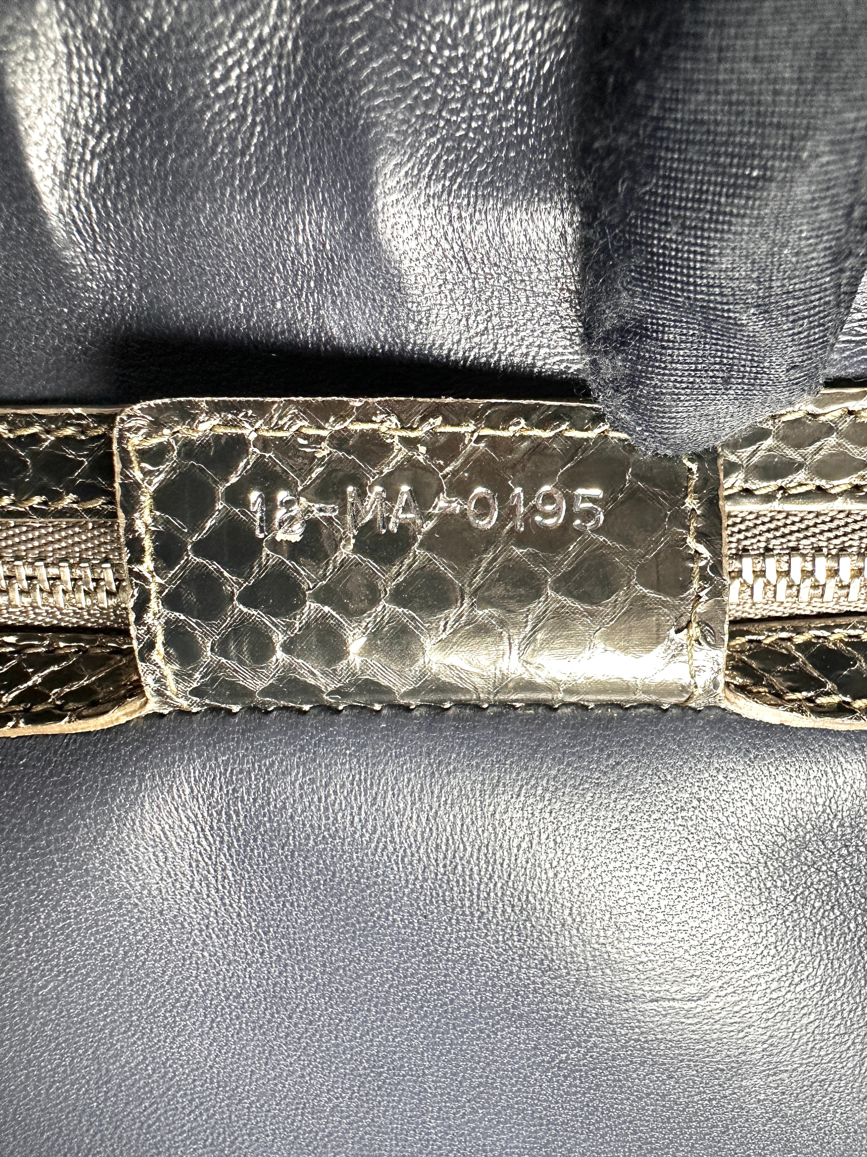 Christian Dior Lady Dior Silver Python Leather Handle Bag DR912