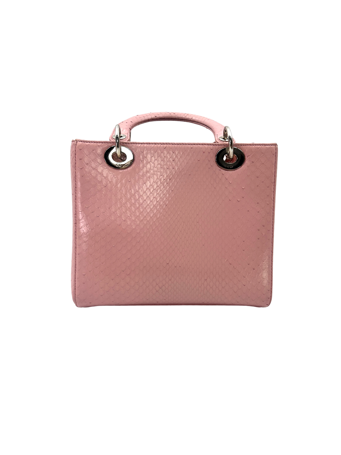 Christian Dior Lady Dior Pink Python Leather Handle Bag DR911