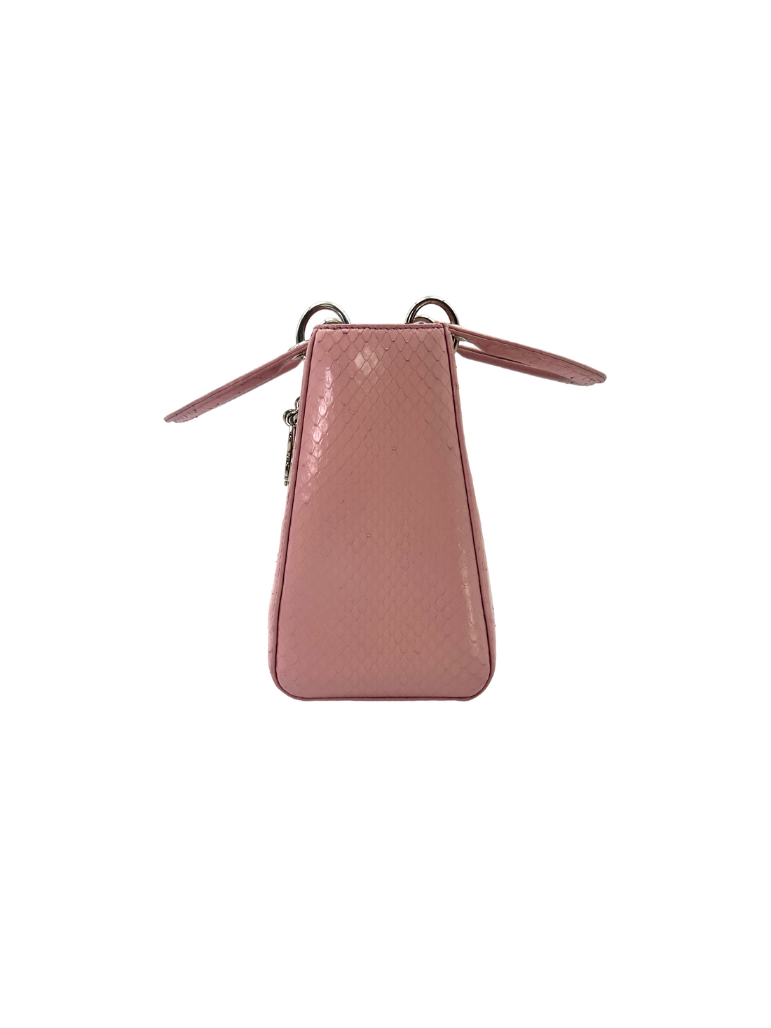 Christian Dior Lady Dior Pink Python Leather Handle Bag DR911