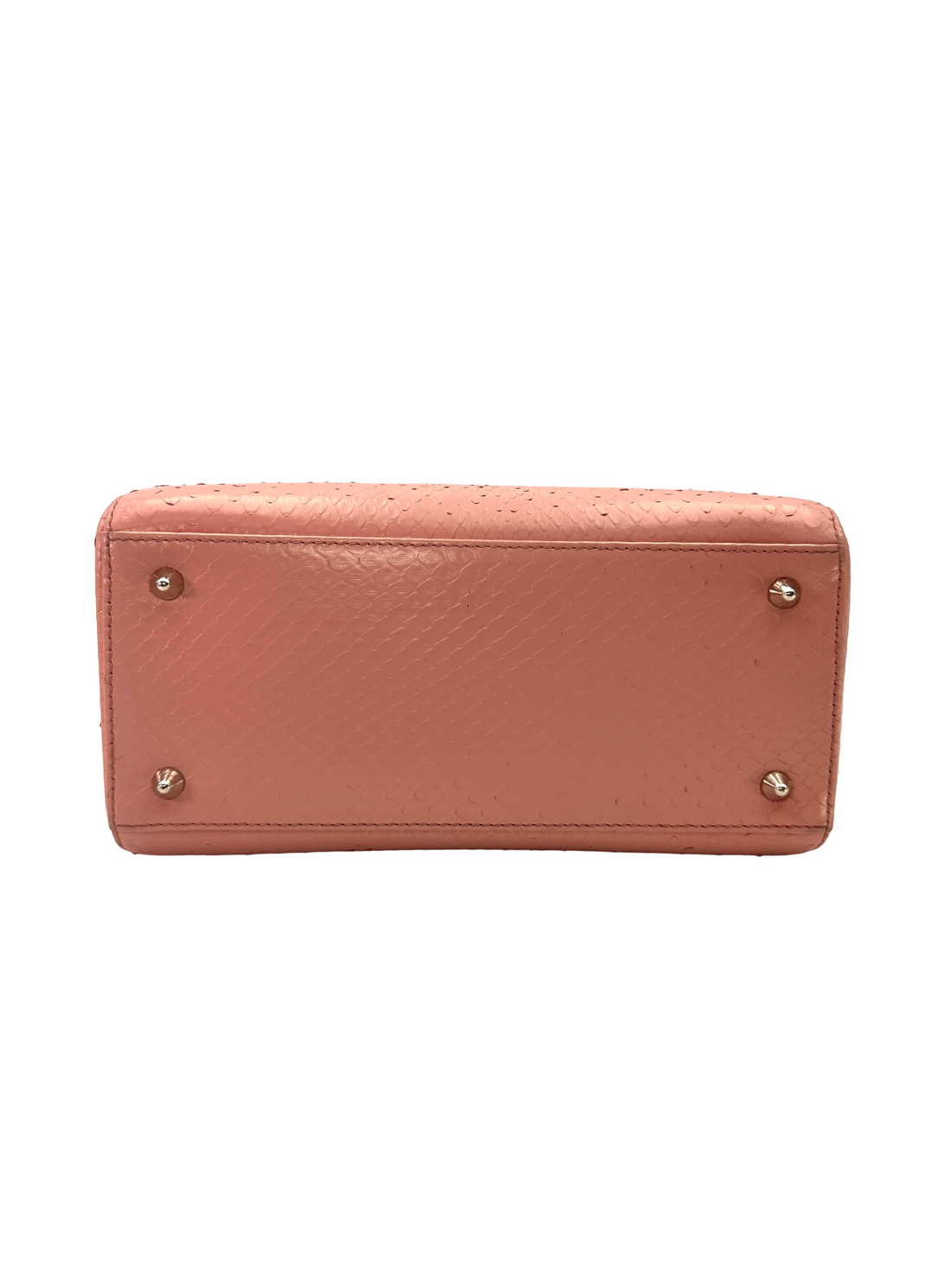 Christian Dior Lady Dior Pink Python Leather Handle Bag DR911