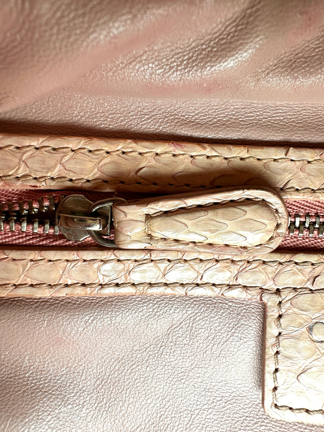Christian Dior Lady Dior Pink Python Leather Handle Bag DR911