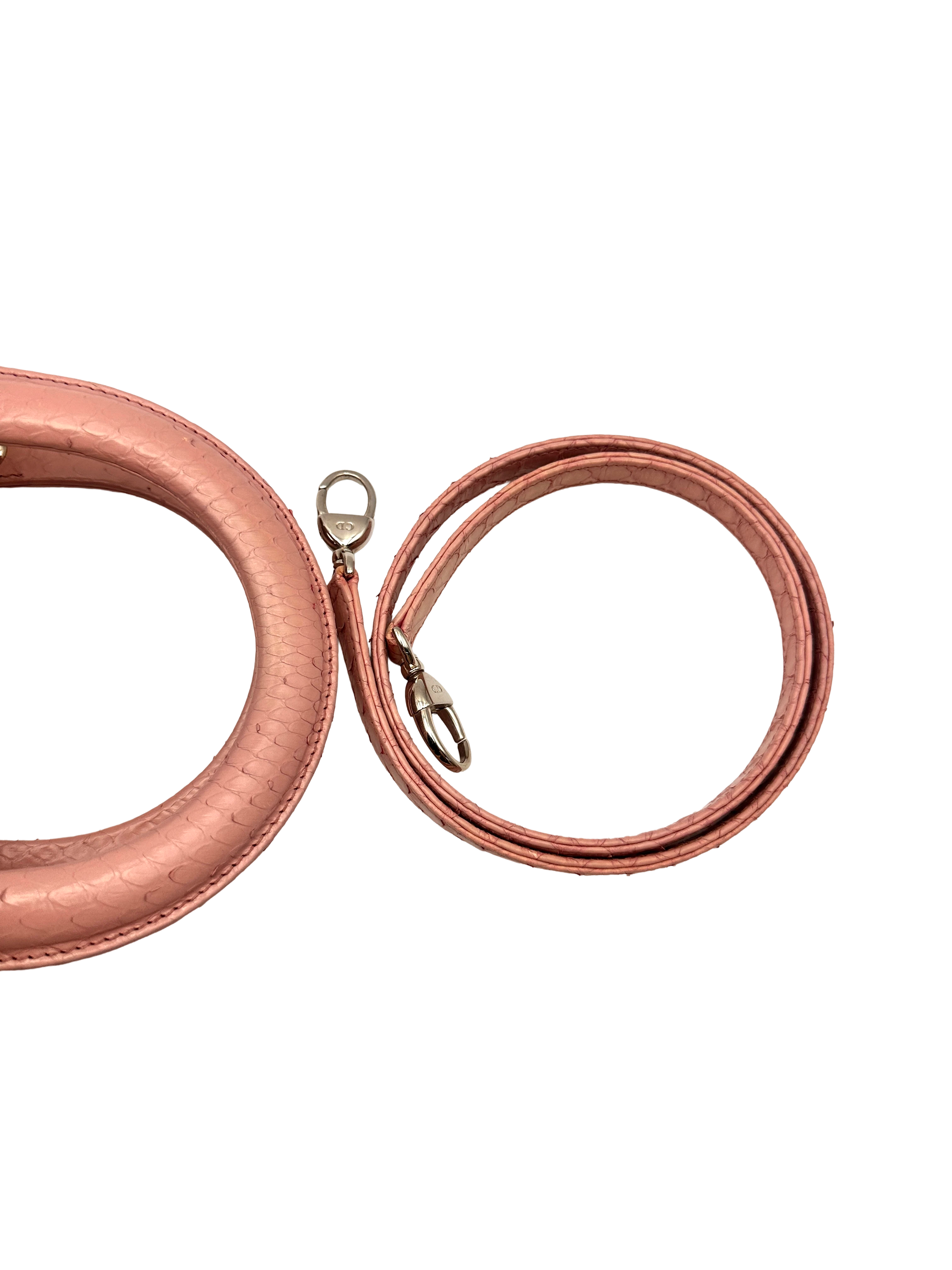 Christian Dior Lady Dior Pink Python Leather Handle Bag DR911