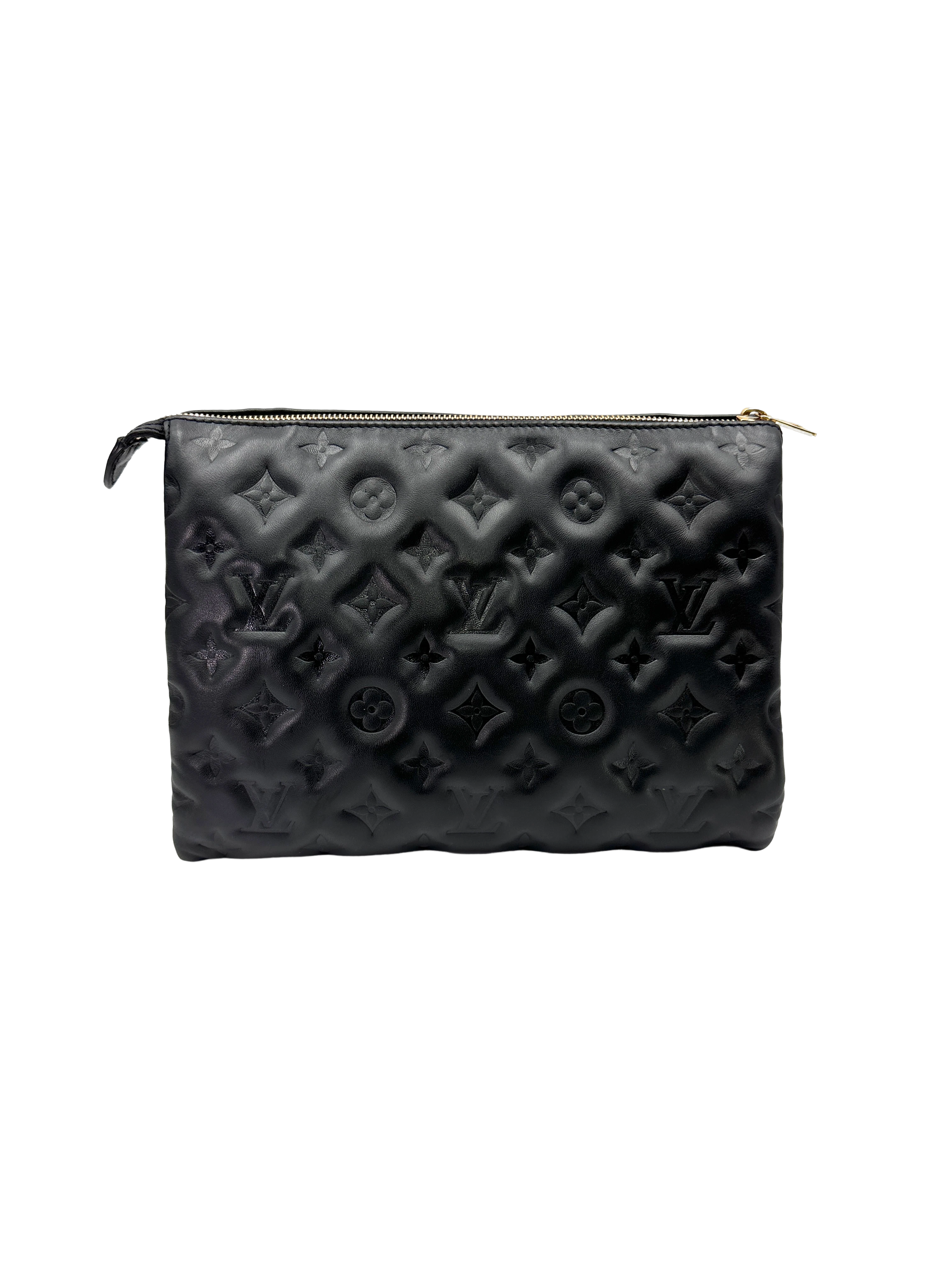 Louis Vuitton Coussin Black Monogram Embossed Puffy Leather Shoulder Bag LV3300