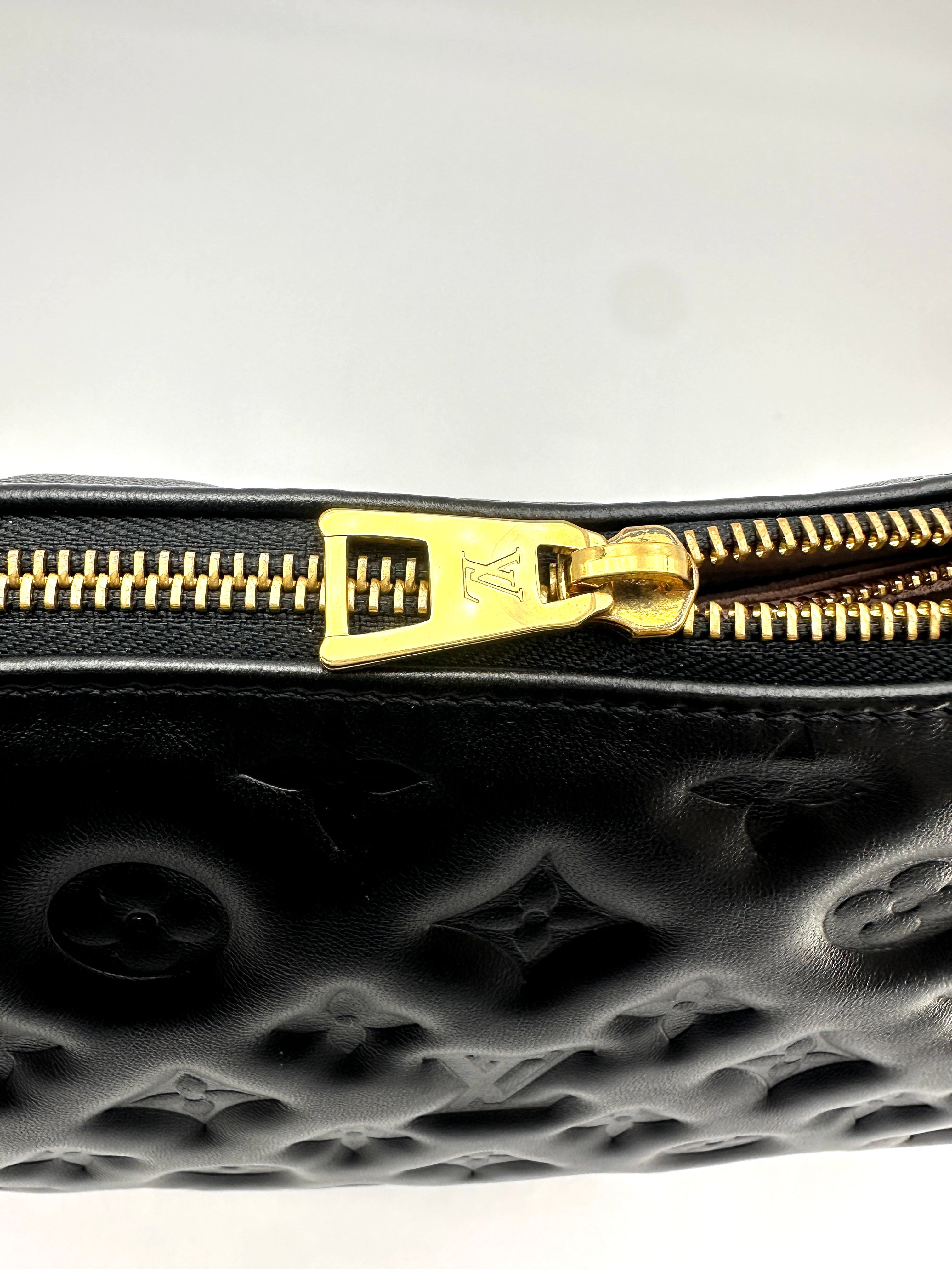 Louis Vuitton Coussin Black Monogram Embossed Puffy Leather Shoulder Bag LV3300