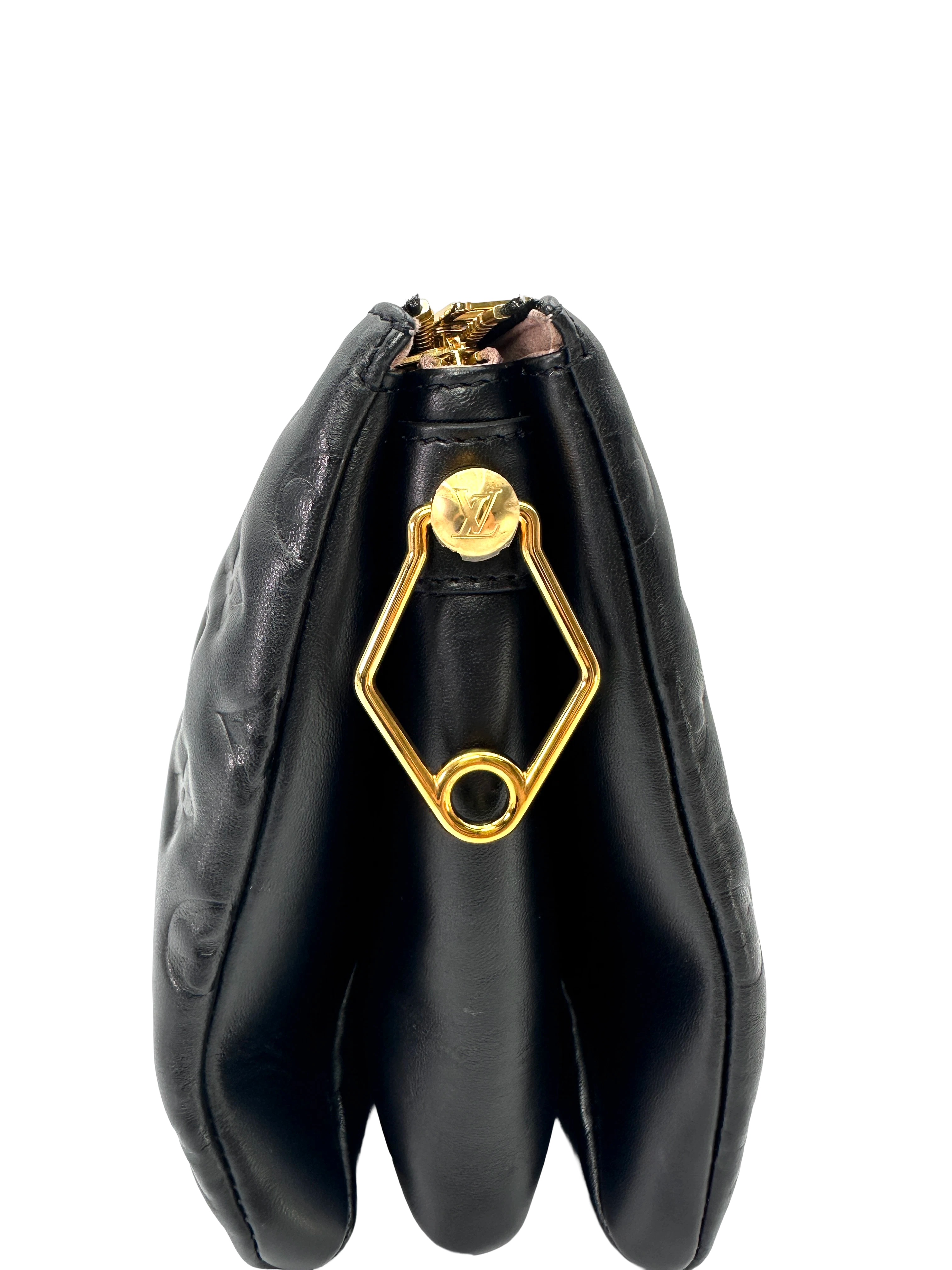 Louis Vuitton Coussin Black Monogram Embossed Puffy Leather Shoulder Bag LV3300