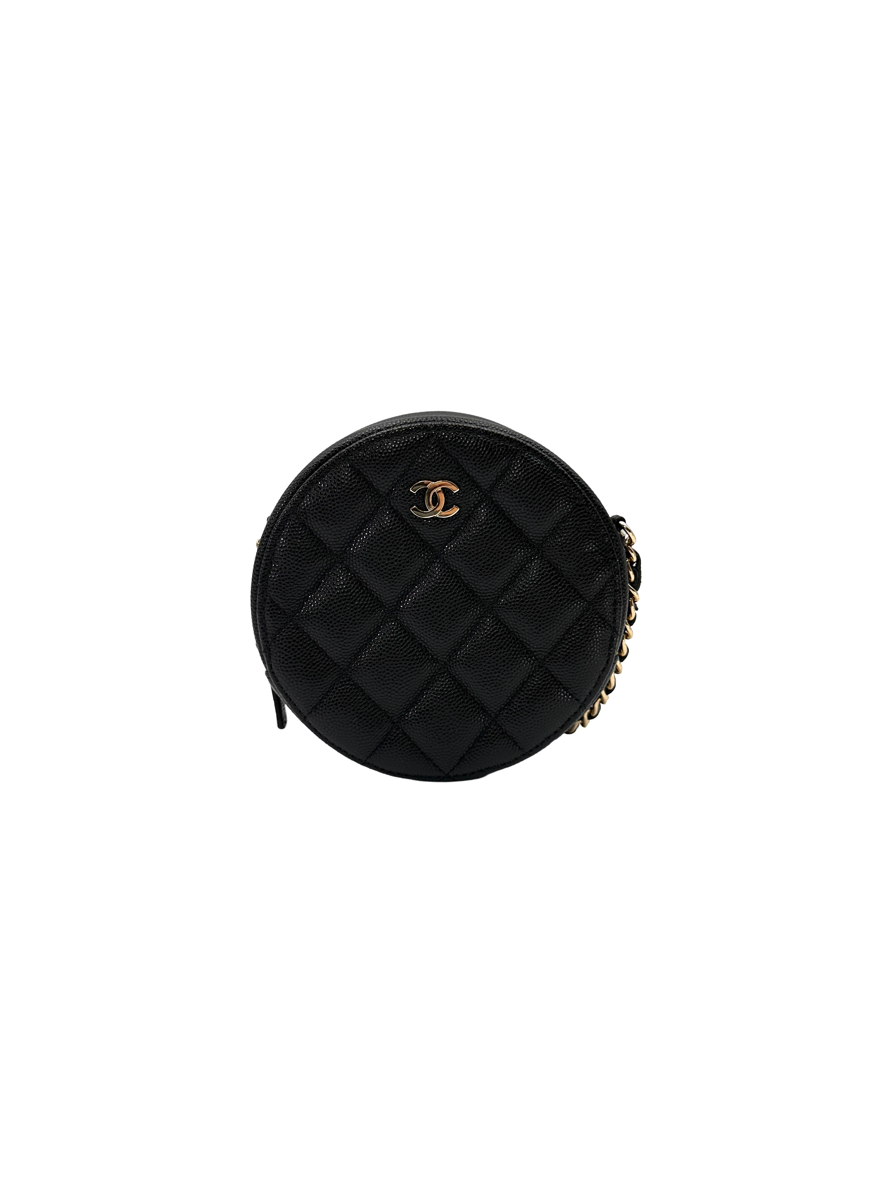 Chanel Black Quilted Leather Round Clutch(29***21) CC2524