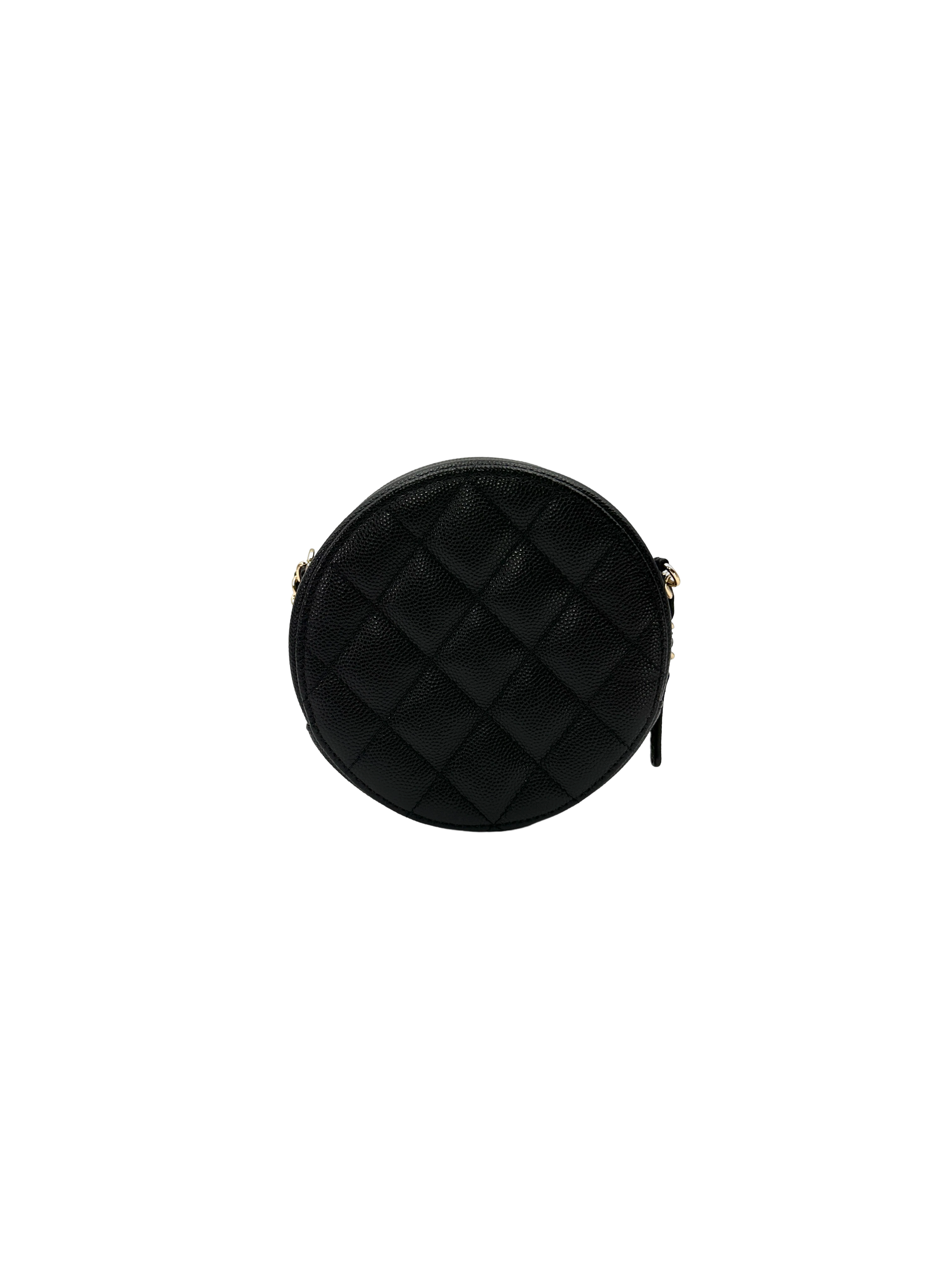 Chanel Black Quilted Leather Round Clutch(29***21) CC2524