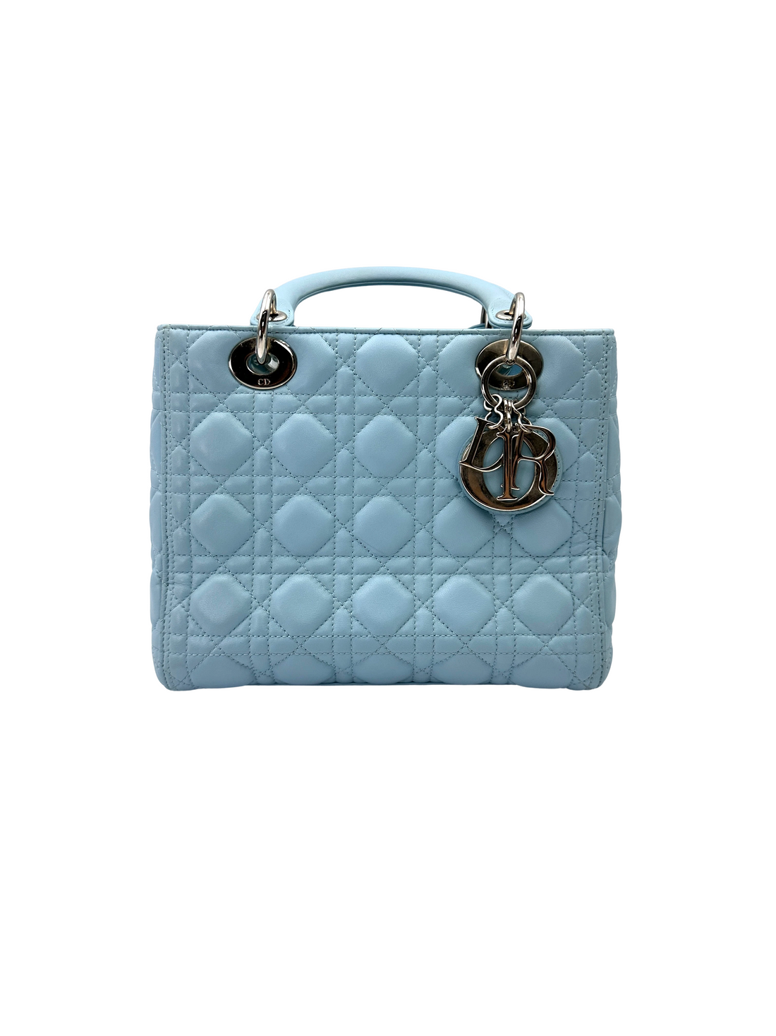 Christian Dior Lady Dior Light Blue Cannage Leather Handle Bag DR913