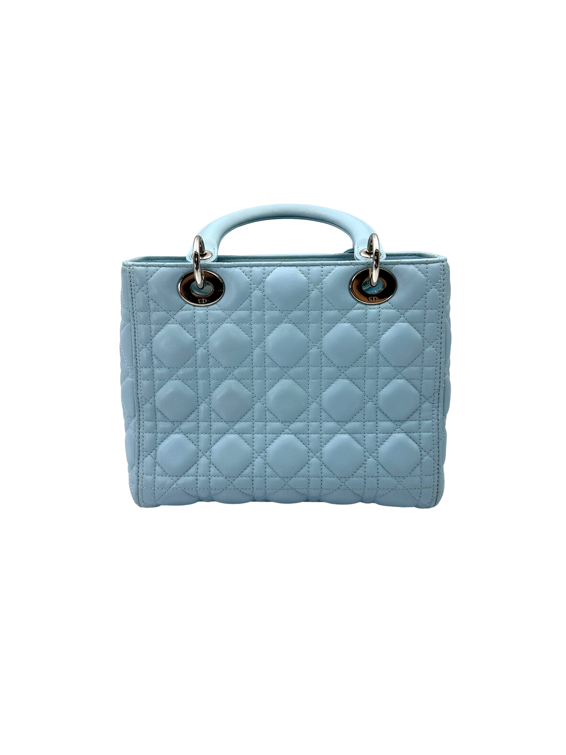 Christian Dior Lady Dior Light Blue Cannage Leather Handle Bag DR913
