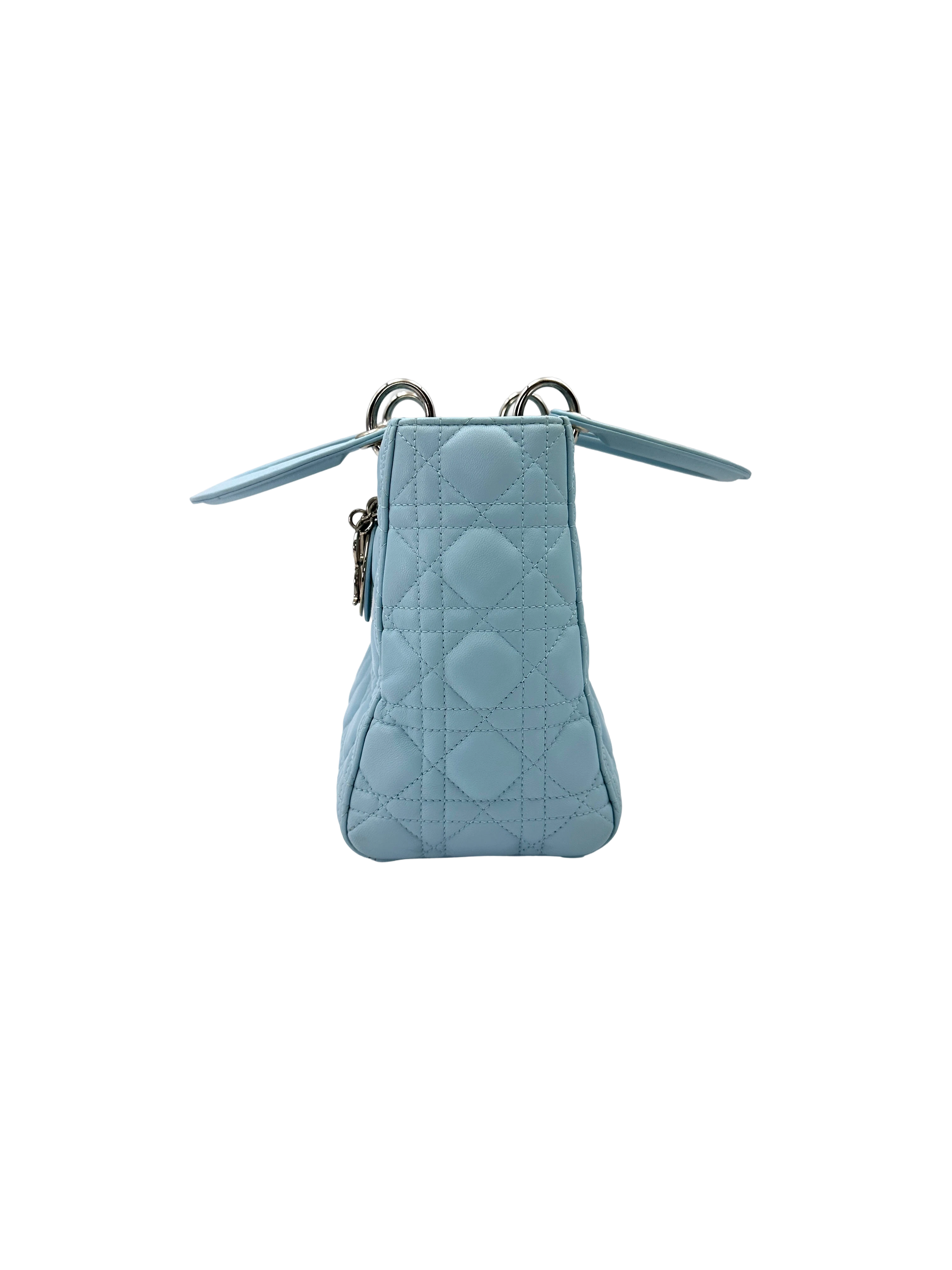 Christian Dior Lady Dior Light Blue Cannage Leather Handle Bag DR913