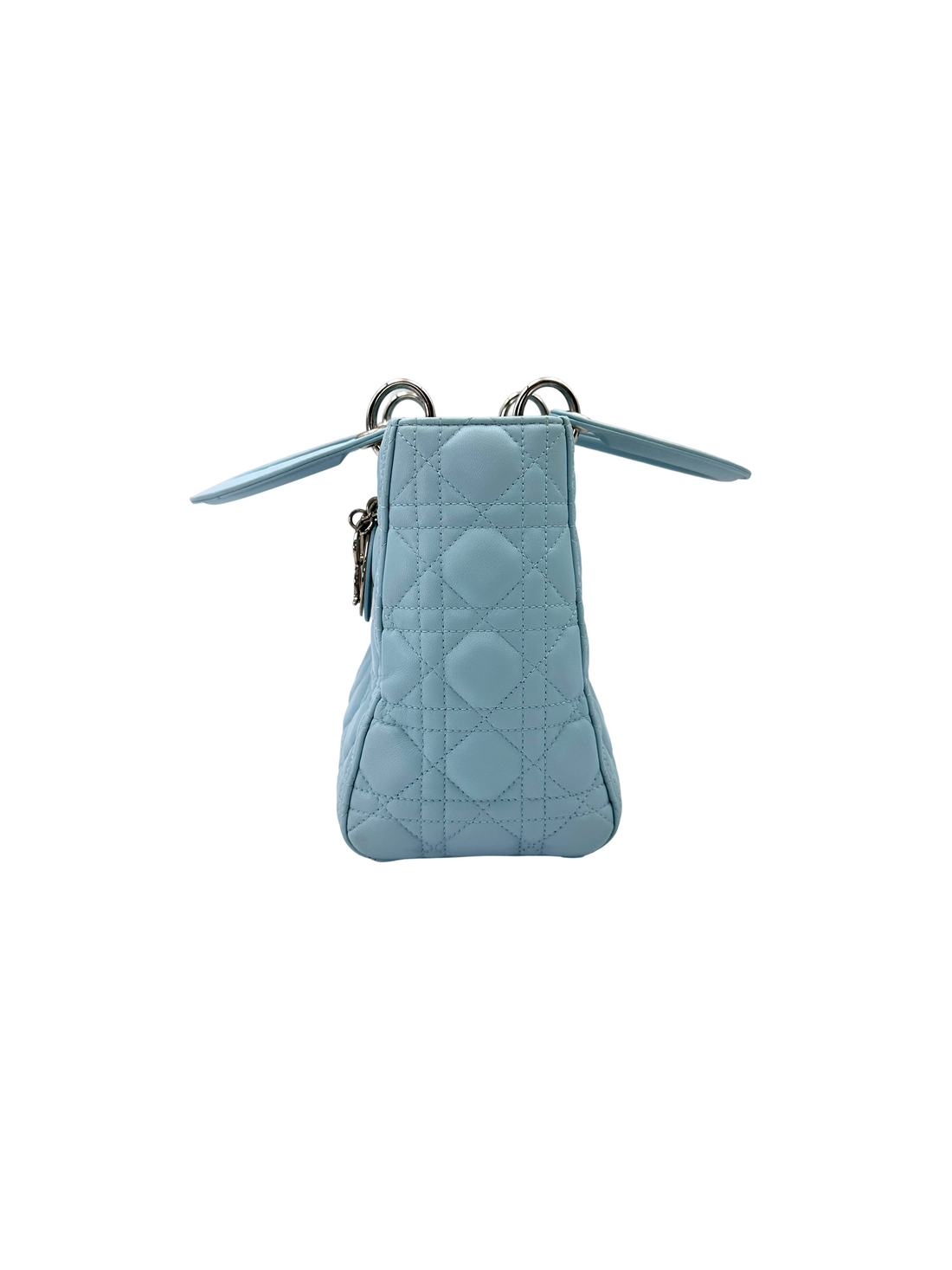 Christian Dior Lady Dior Light Blue Cannage Leather Handle Bag DR913