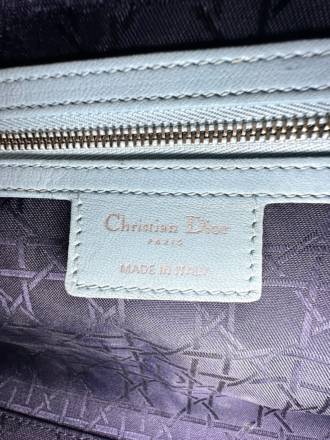 Christian Dior Lady Dior Light Blue Cannage Leather Handle Bag DR913