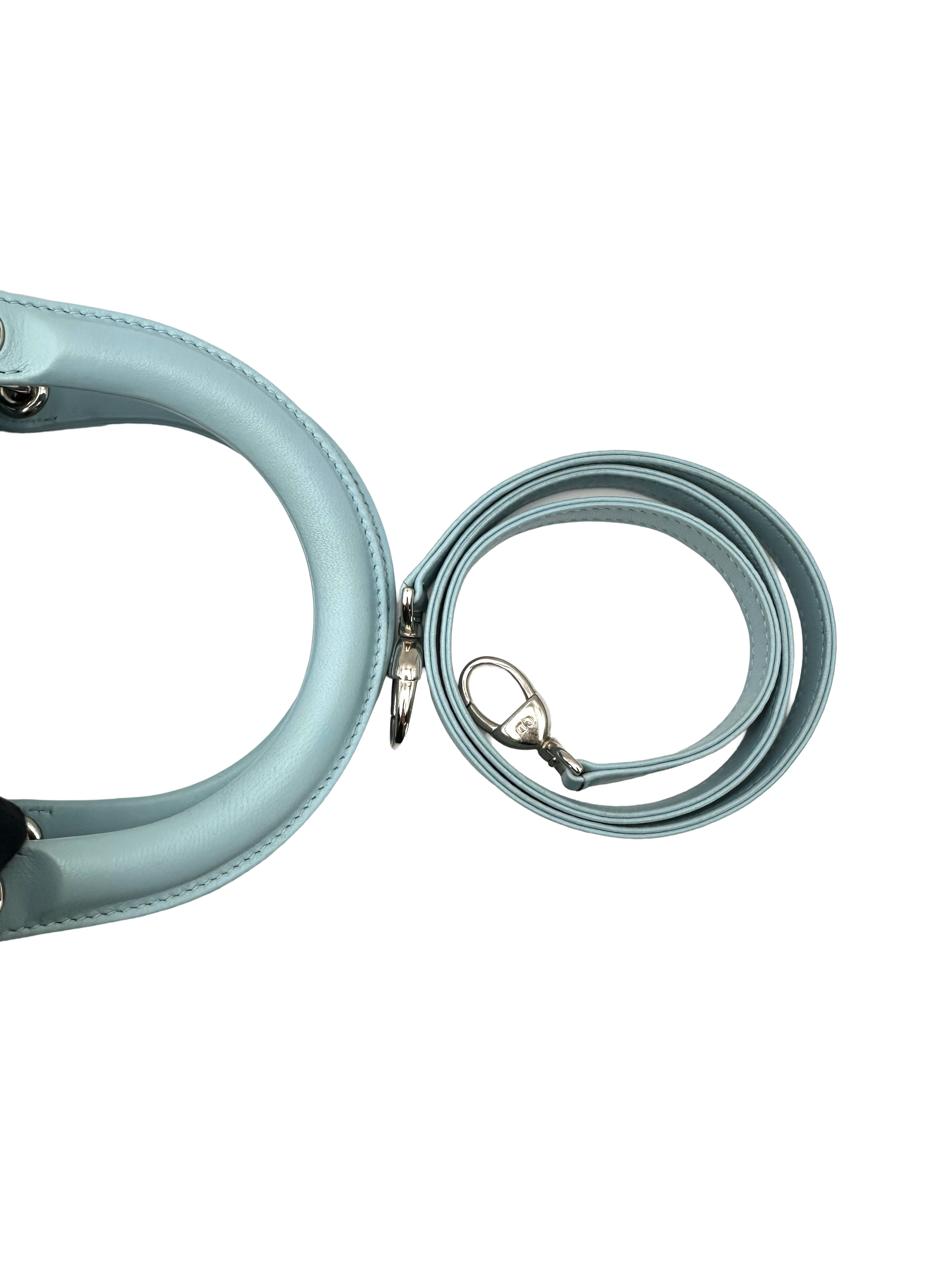 Christian Dior Lady Dior Light Blue Cannage Leather Handle Bag DR913
