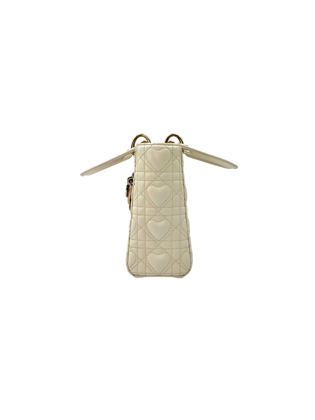 Christian Dior Lady Dior White Heart Cannage Lambskin Handle Bag DR914