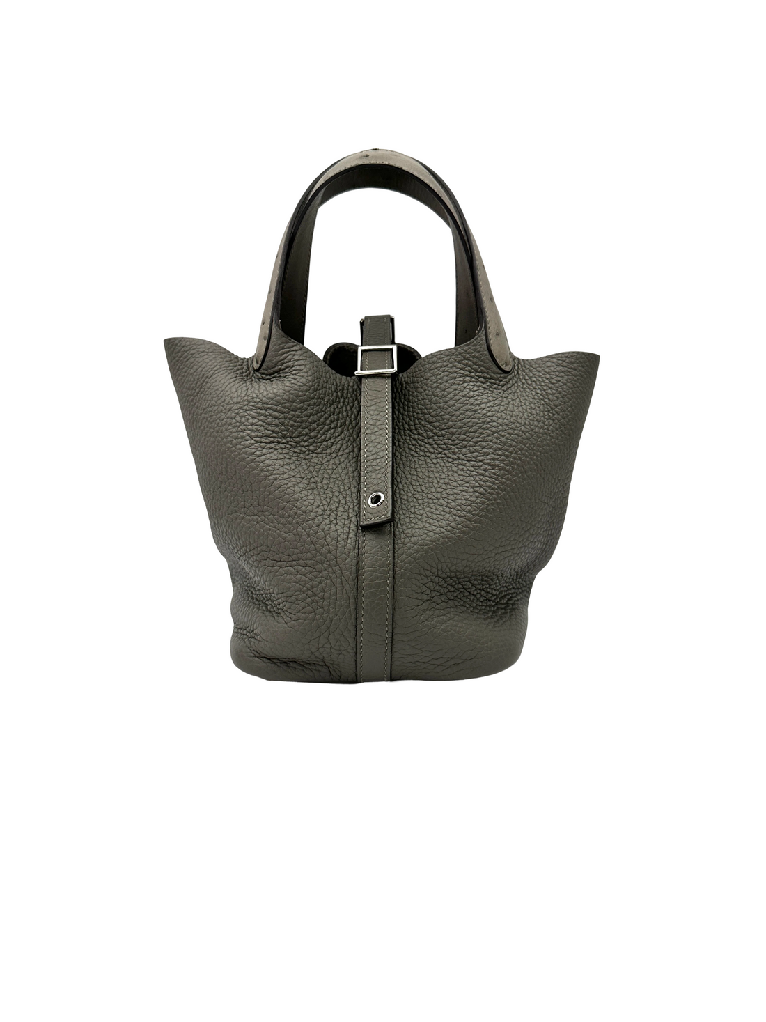Hermes Picotin18 Grey Leather Handle Bag HR167