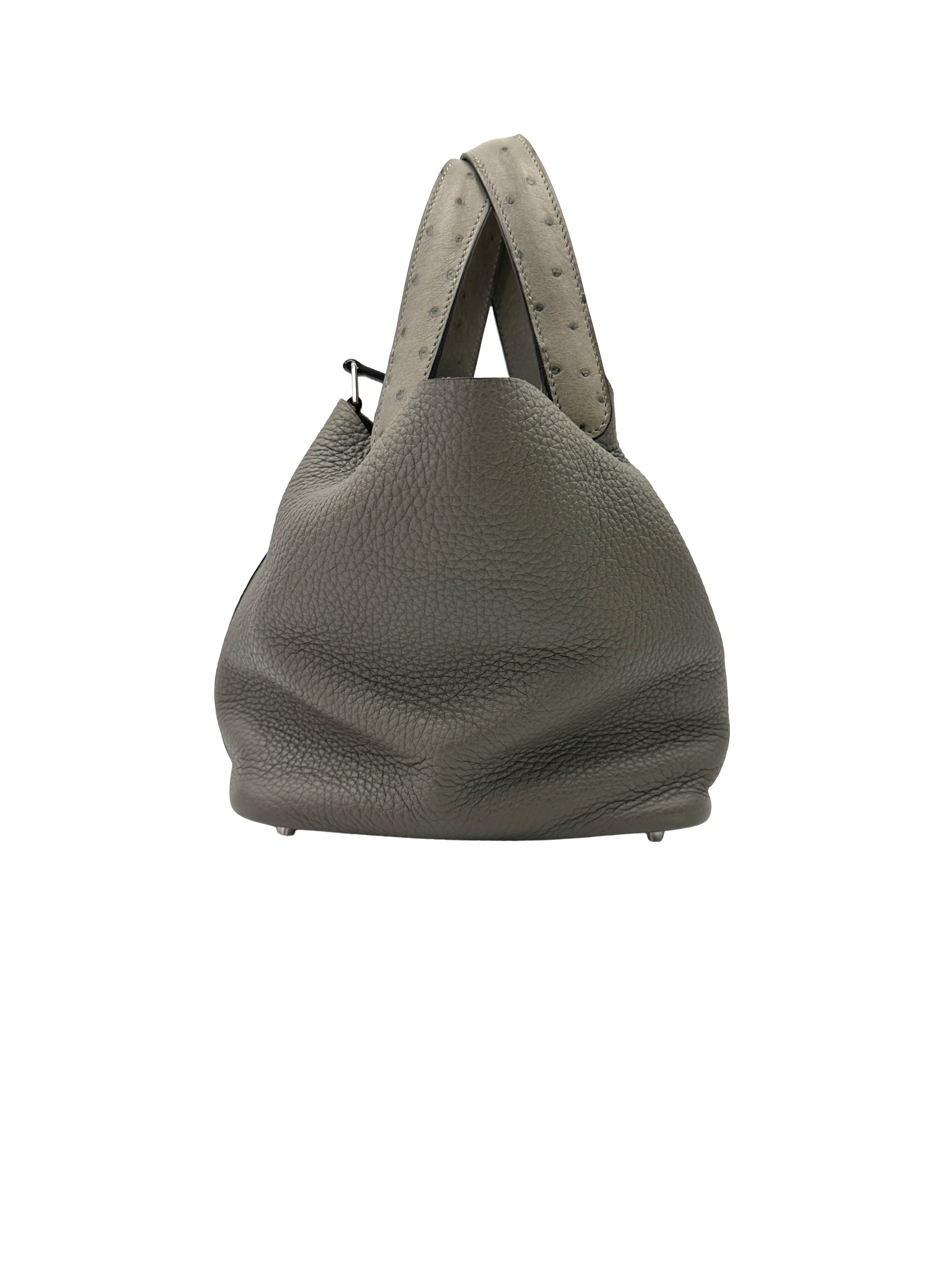Hermes Picotin18 Grey Leather Handle Bag HR167