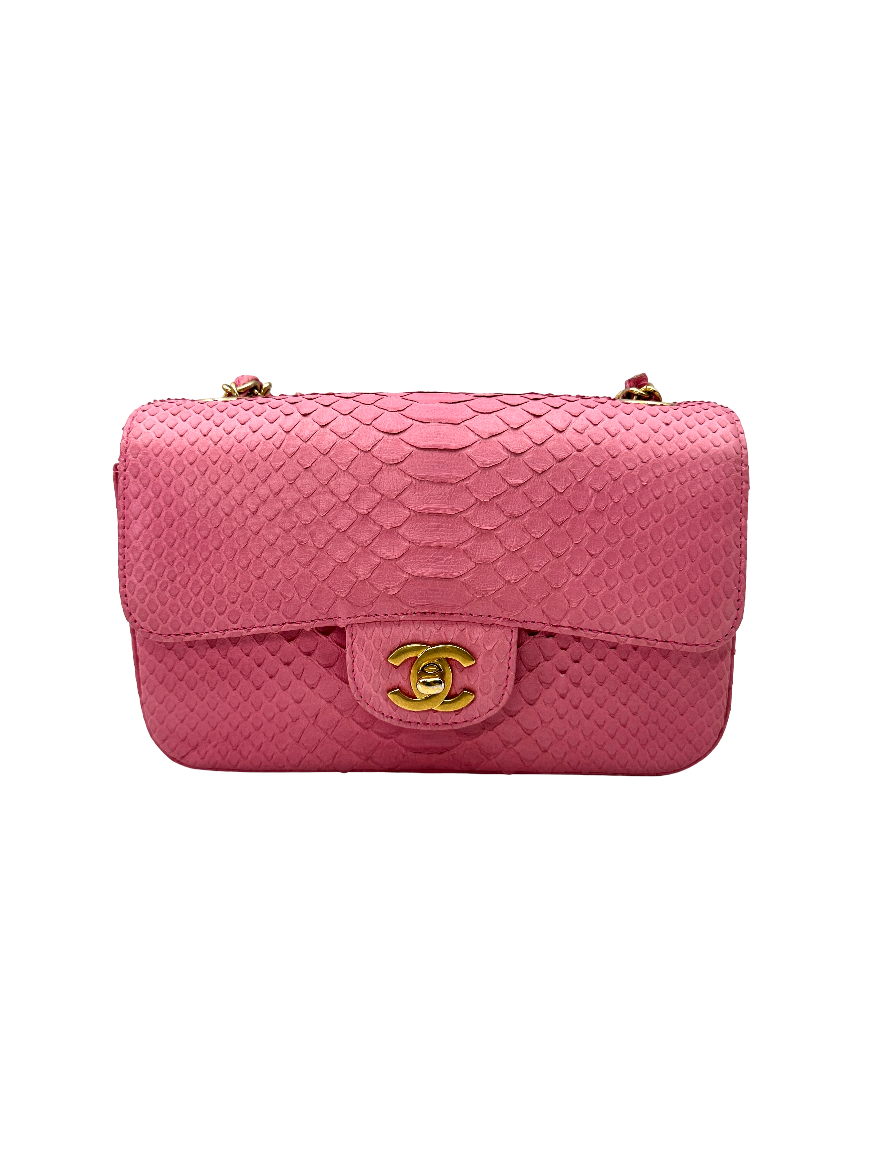 Chanel Classic Flap Pink Python Leather Mini Shoulder Bag(23***27) CC2532