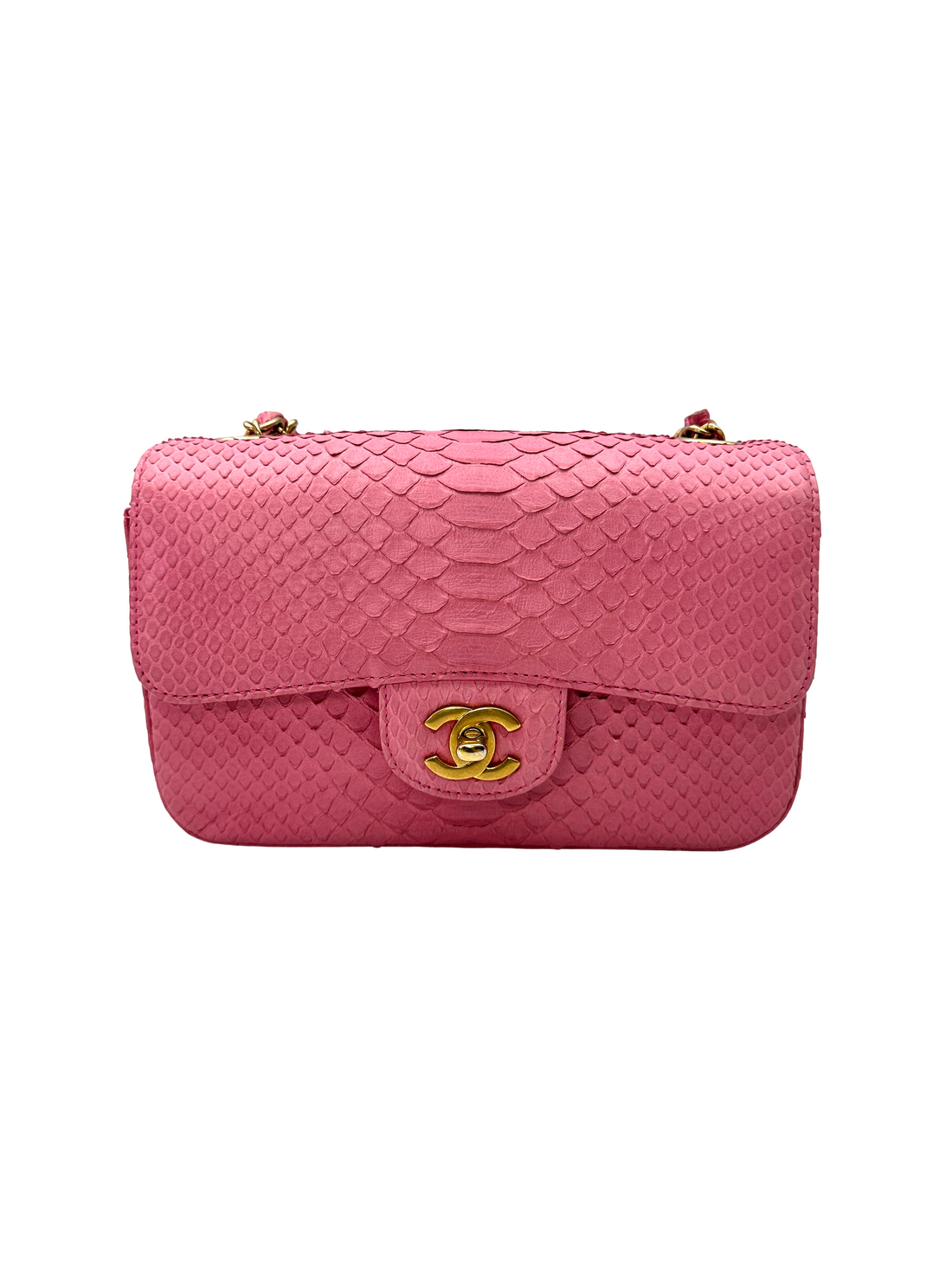Chanel Classic Flap Pink Python Leather Mini Shoulder Bag(23***27) CC2532