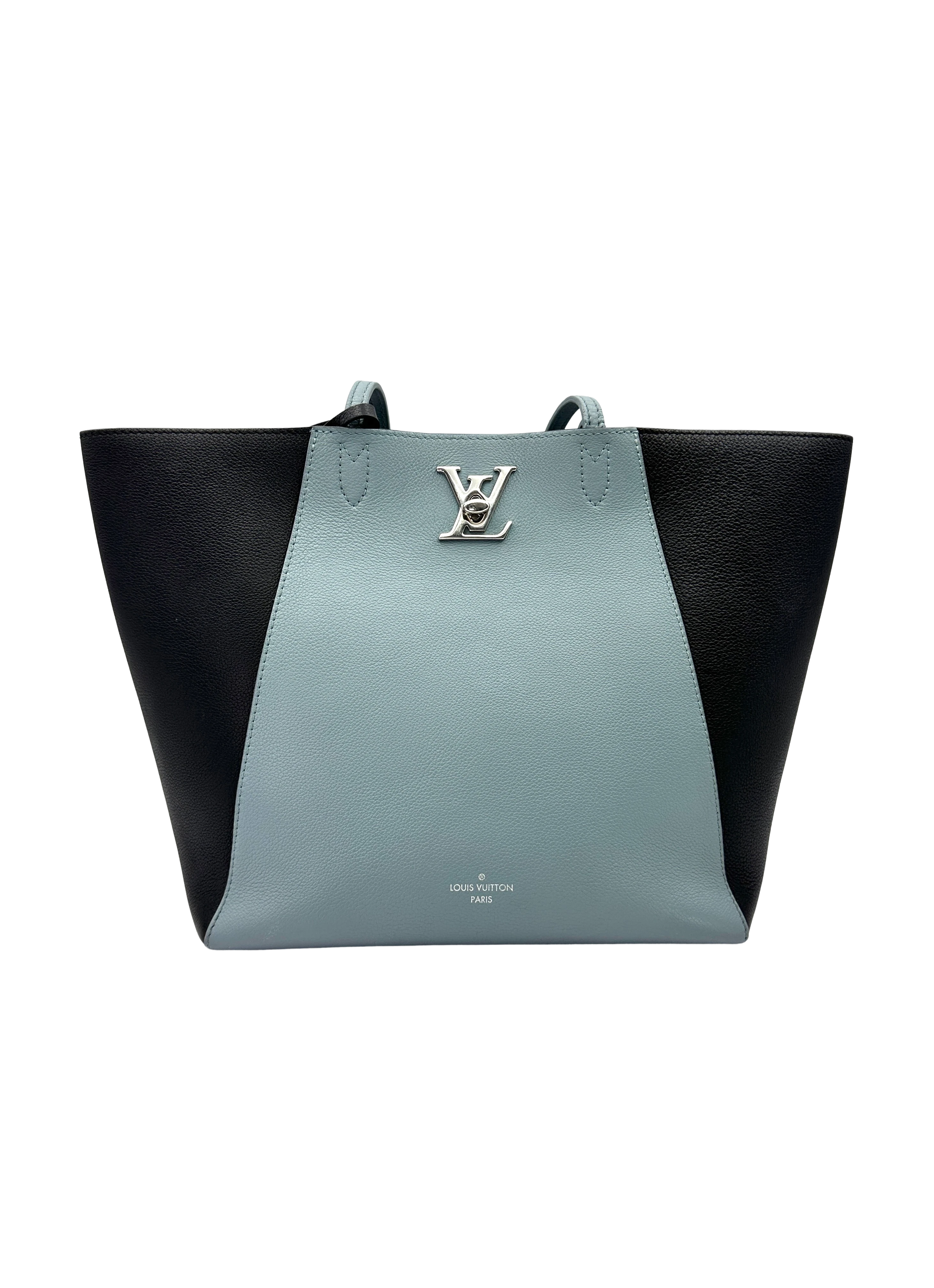 Louis Vuitton Lockme Cabas Black/Blue Leather Handle Bag LV3306