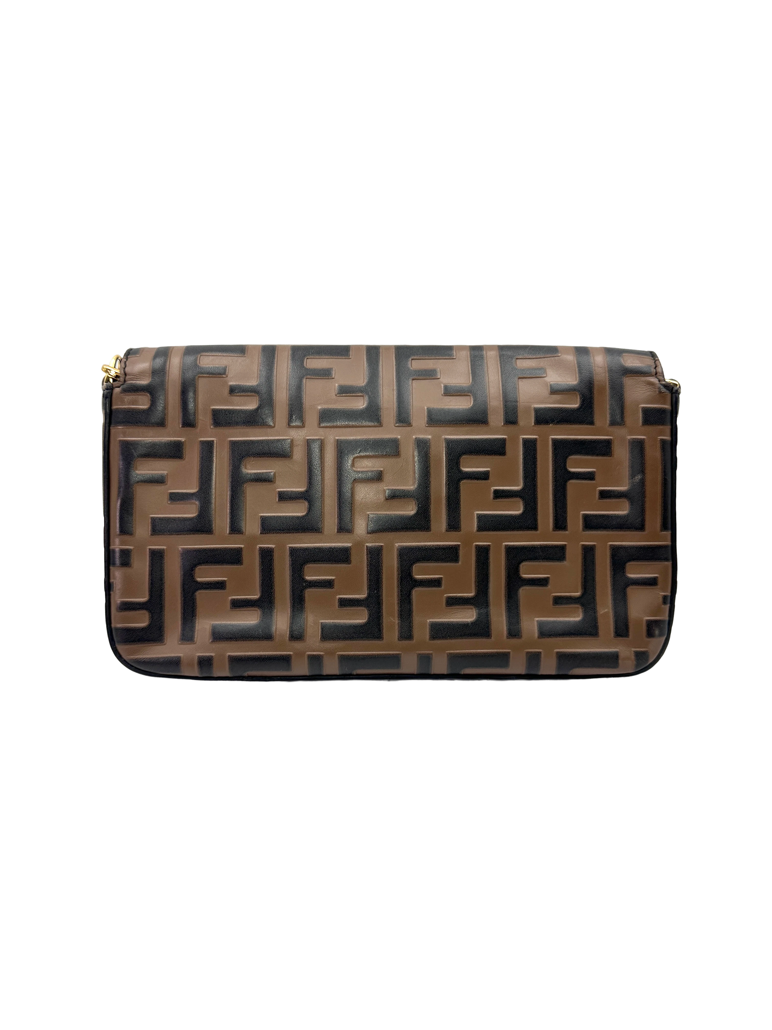 Fendi FF Motif Embossed Leather Wallet On Chain FF136