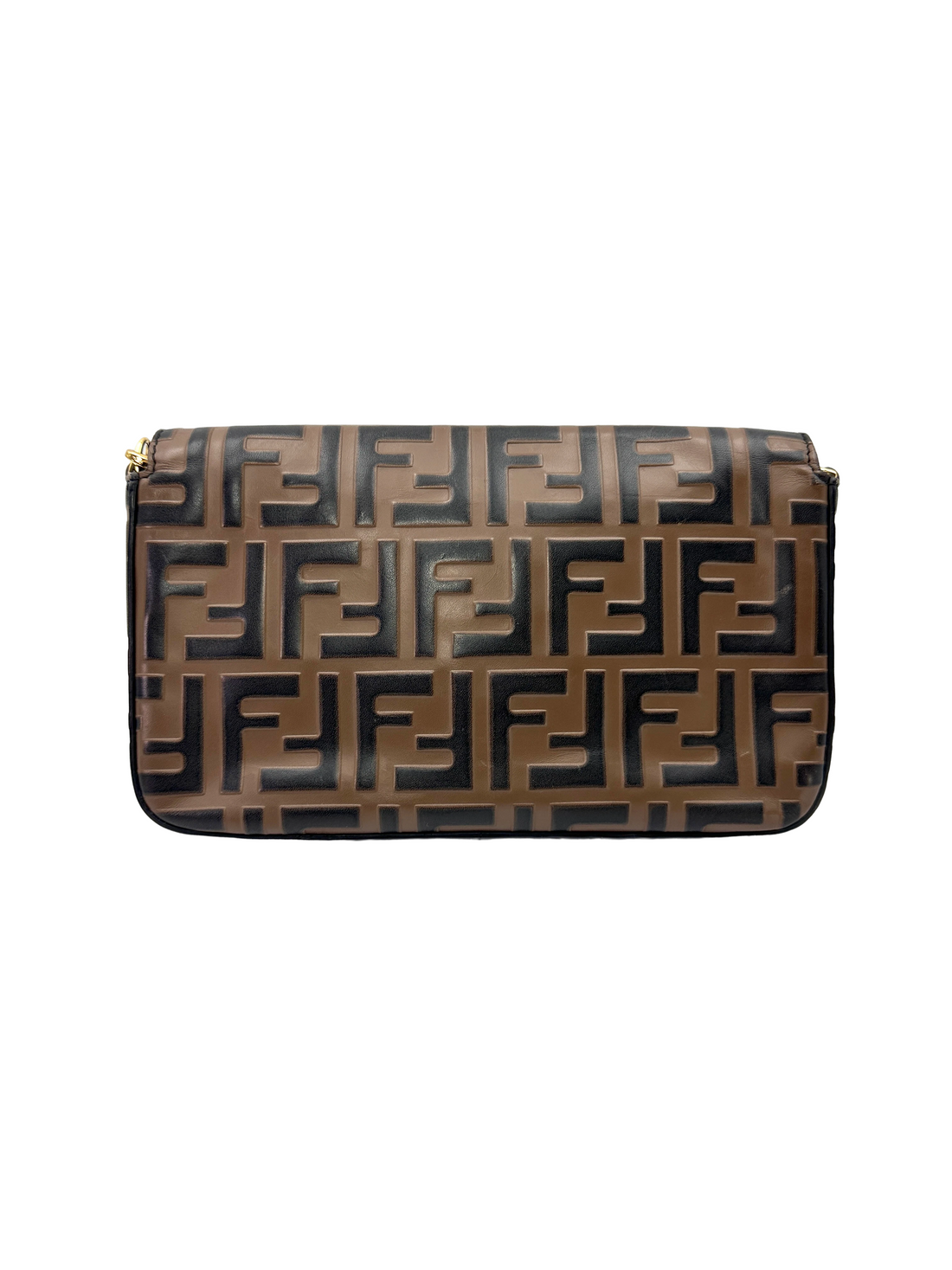 Fendi FF Motif Embossed Leather Wallet On Chain FF136