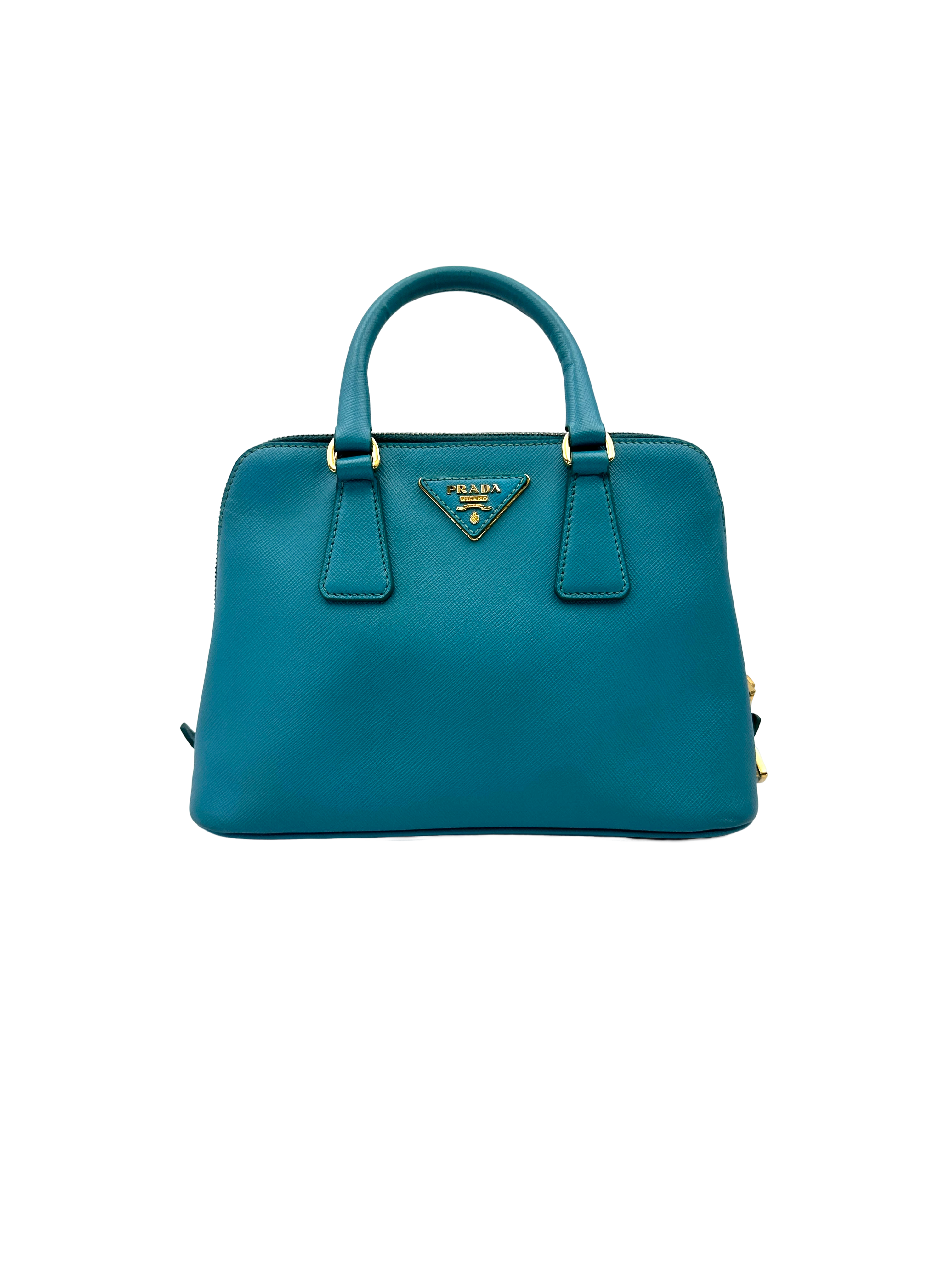 Prada Promenade Blue Saffiano Leather Mini Handle Bag PR554
