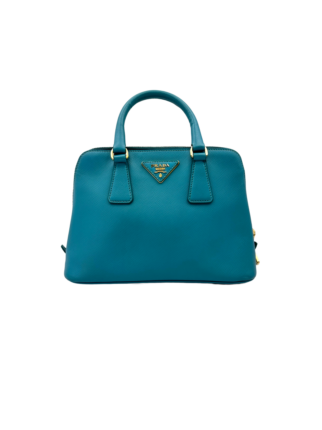 Prada Promenade Blue Saffiano Leather Mini Handle Bag PR554