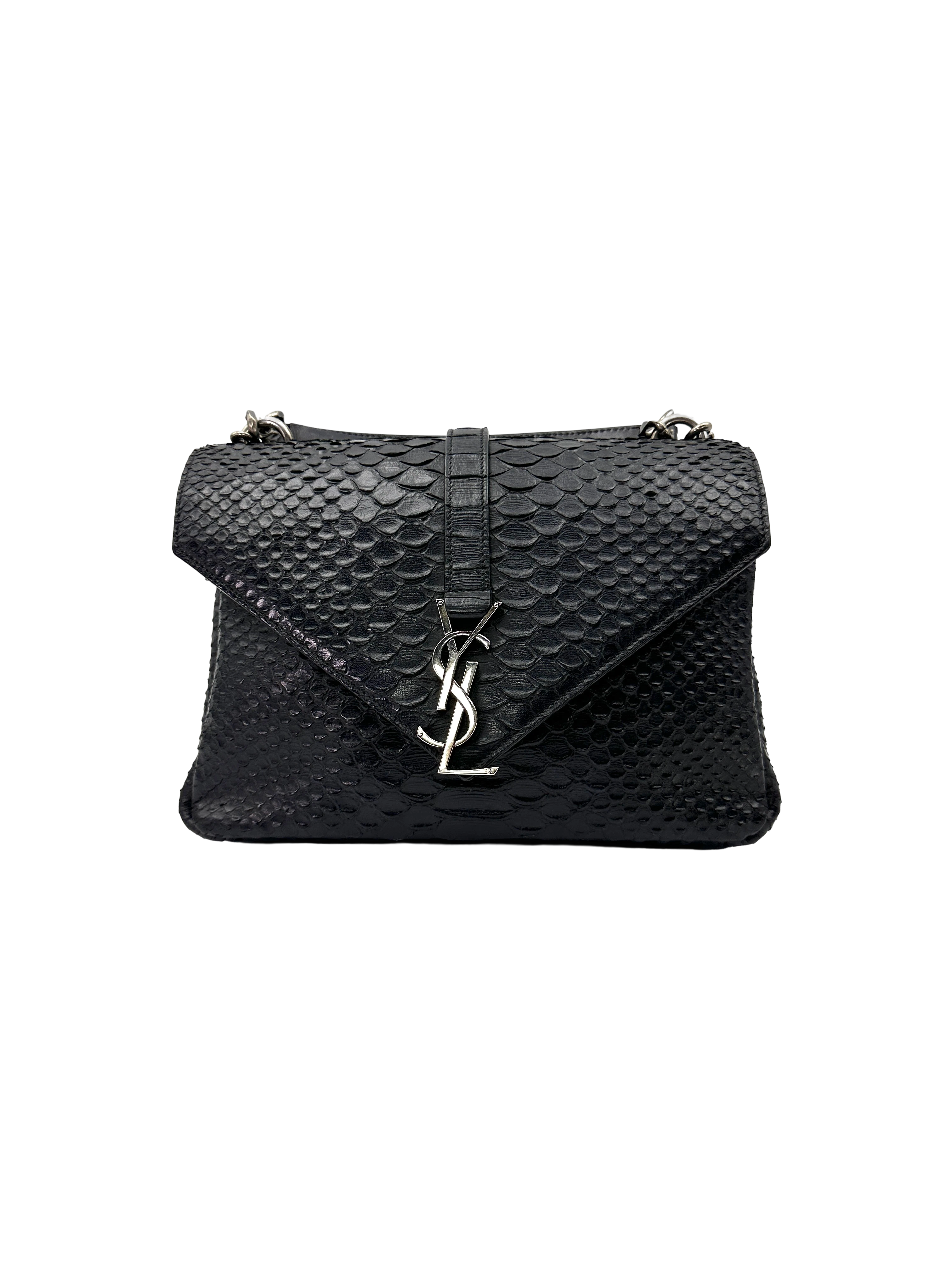 Saint Laurent College Python-Embossed Leather Shoulder Bag SL291