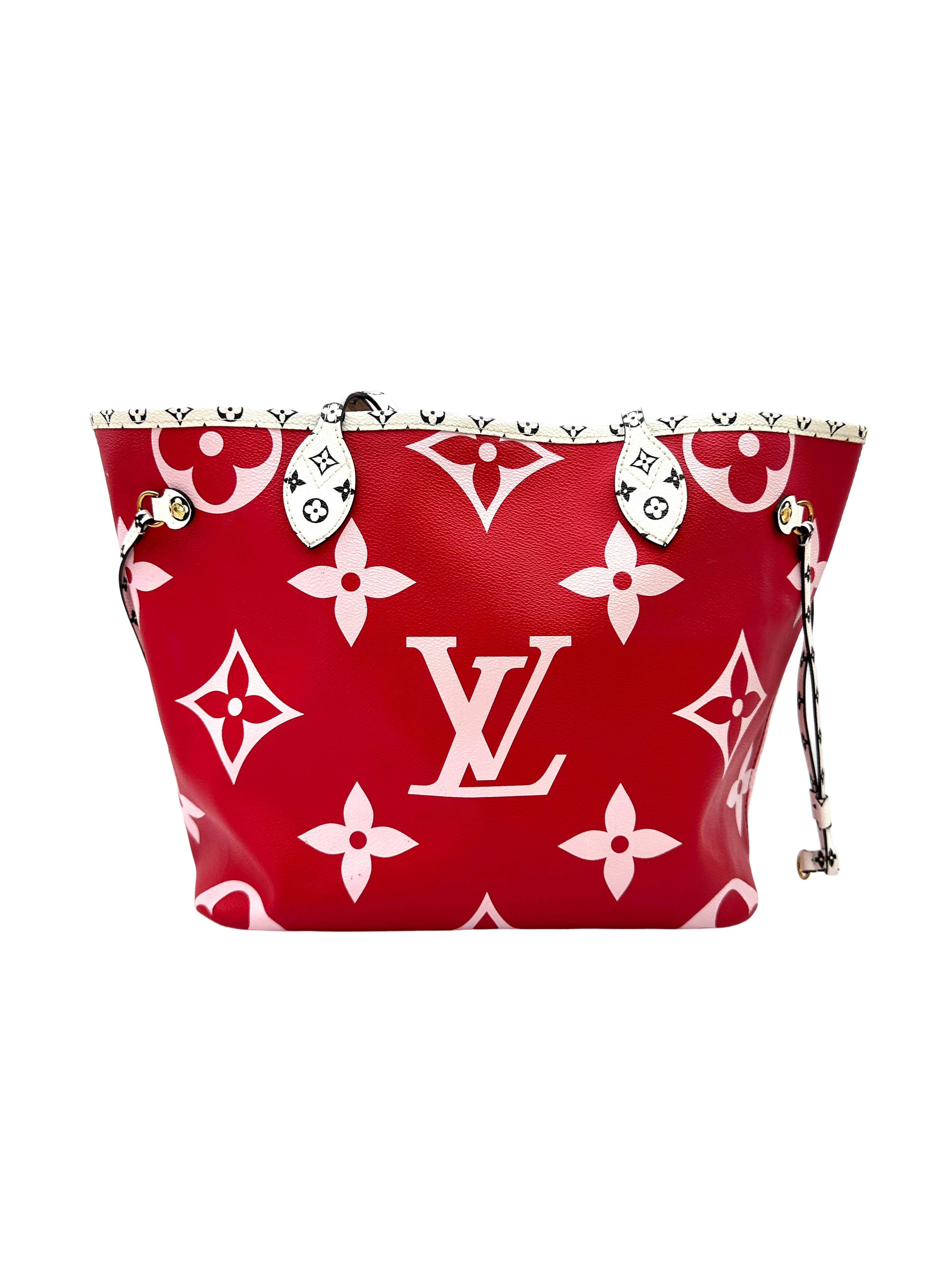 Louis Vuitton Neverfull MM Red/White Giant Monogram Canvas Handle Bag LV3305