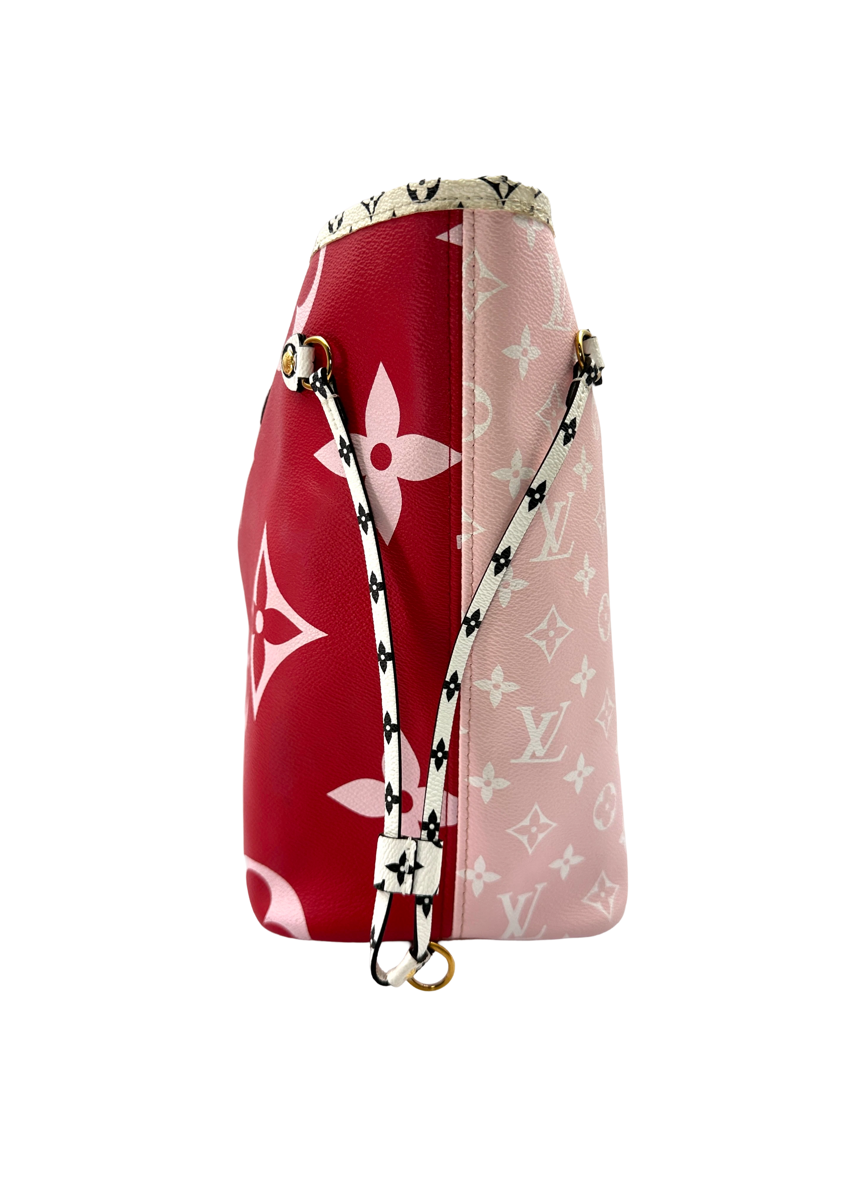 Louis Vuitton Neverfull MM Red/White Giant Monogram Canvas Handle Bag LV3305