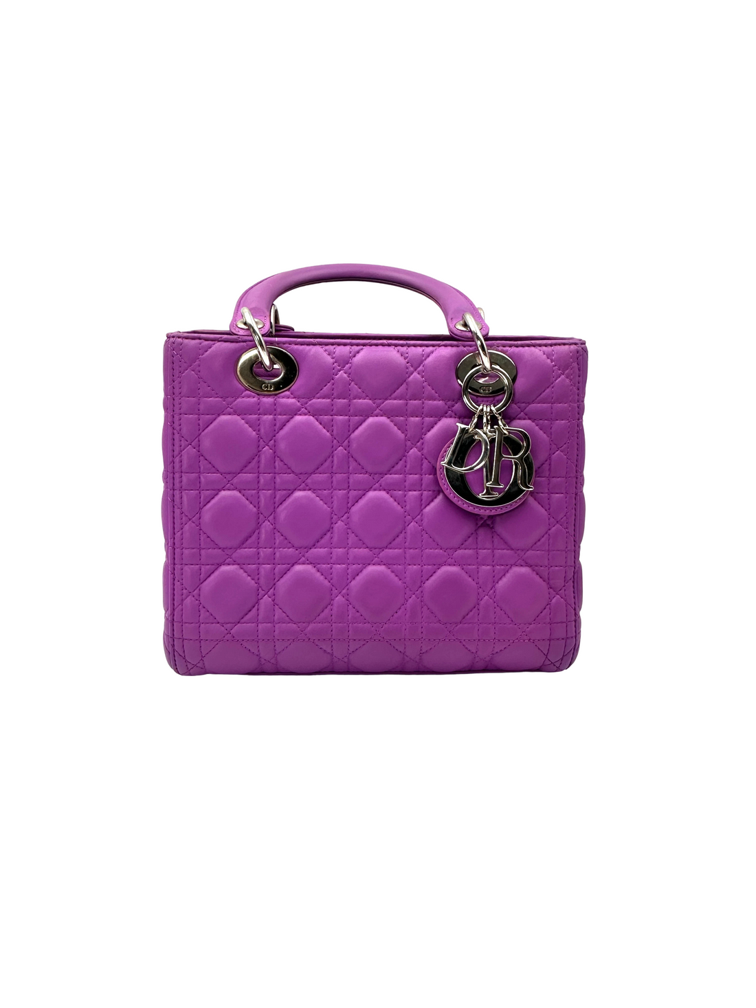 Christian Dior Lady Dior Purple Cannage Leather Handle Bag DR915
