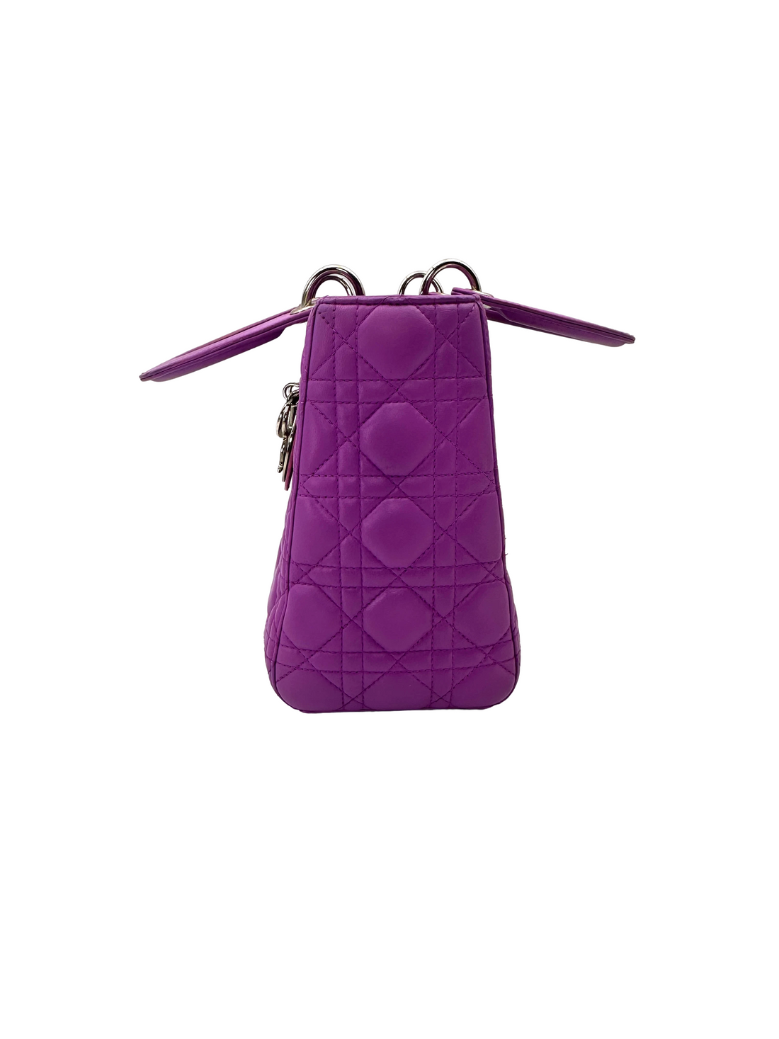 Christian Dior Lady Dior Purple Cannage Leather Handle Bag DR915