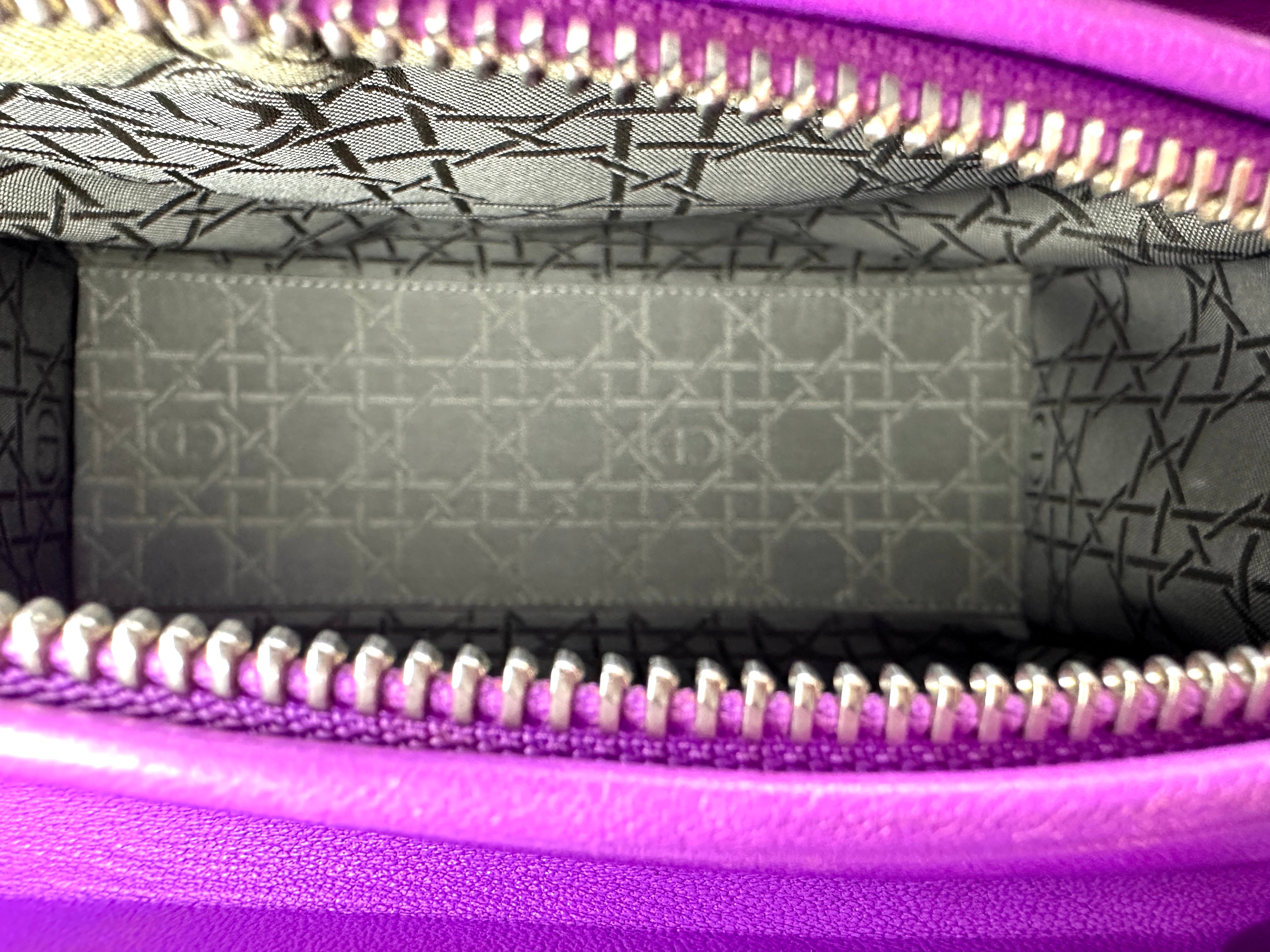 Christian Dior Lady Dior Purple Cannage Leather Handle Bag DR915