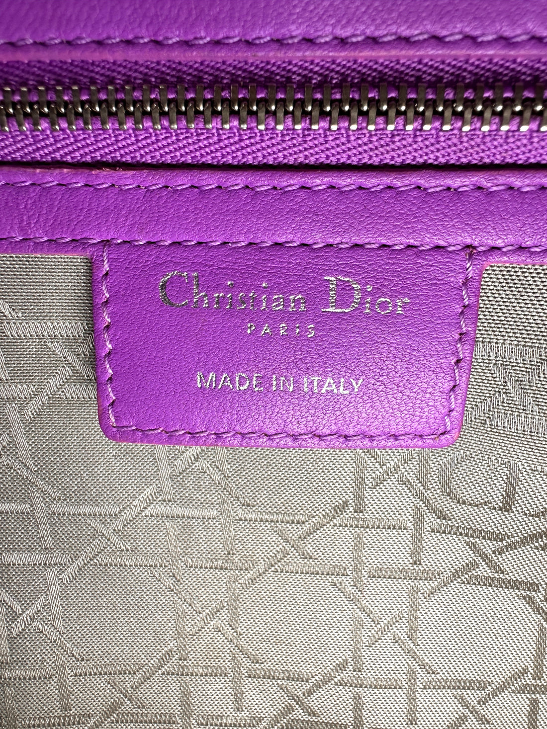 Christian Dior Lady Dior Purple Cannage Leather Handle Bag DR915